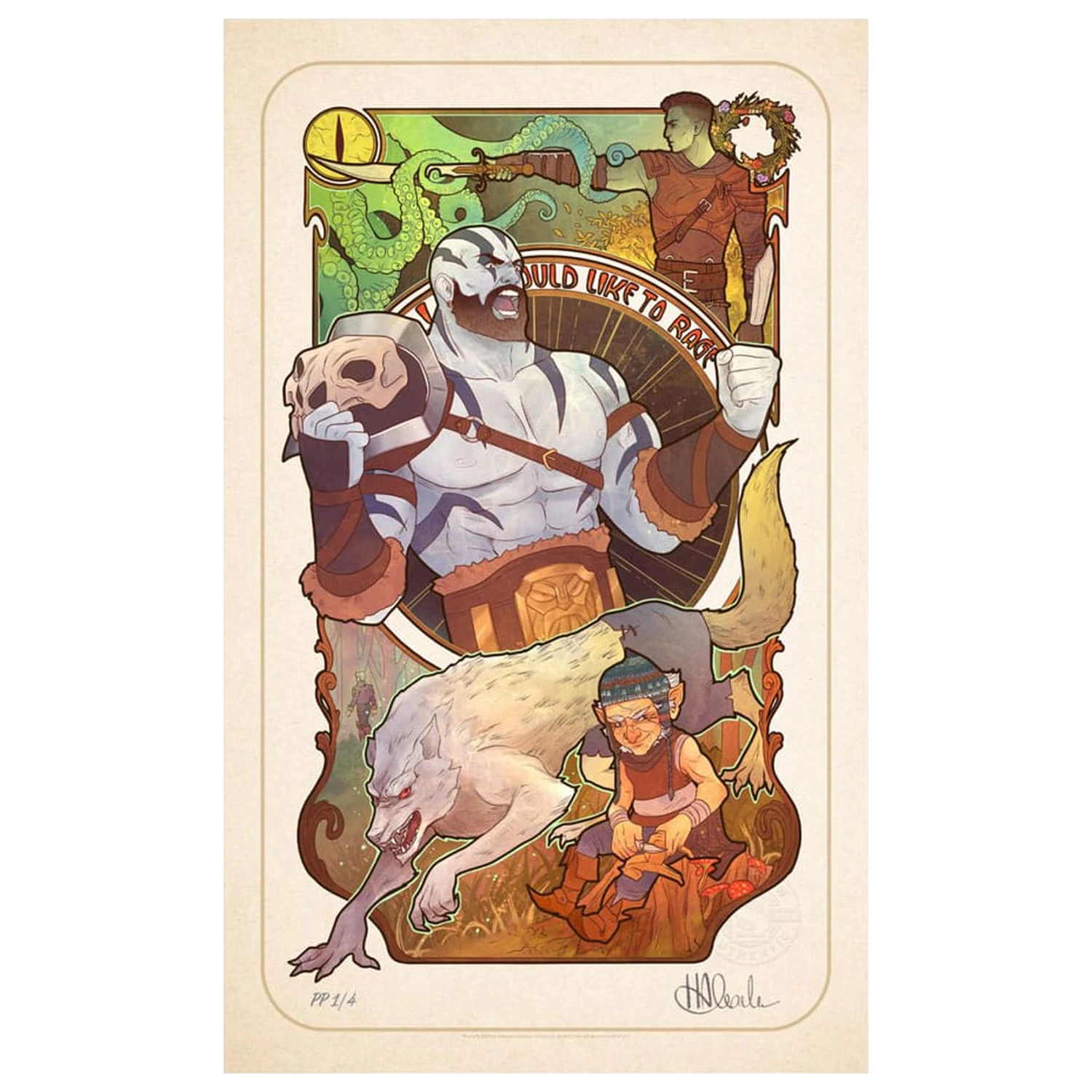 Critical Role umělecký tisk Travis Willingham: 10th Anniversary Art Nouveau Illustrations 46 x 28 cm - nezarámovaný fotografii produktu