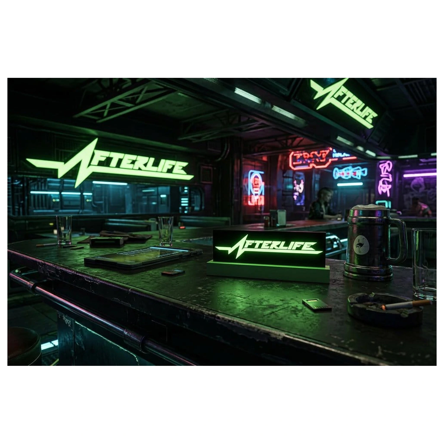 Cyberpunk 2077 Logo Light Afterlife svetlo fotografii produktu