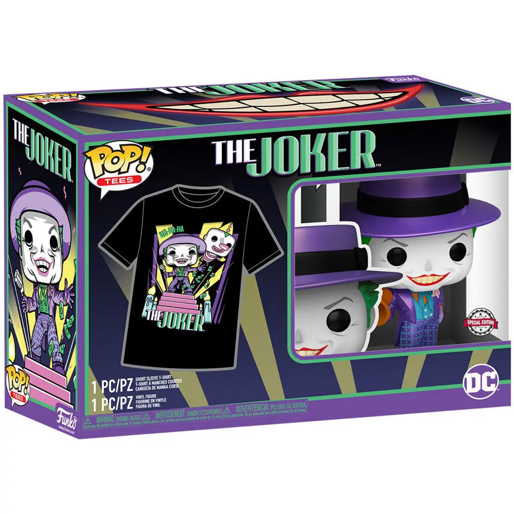 DC Comics Funko POP figurka a tričko v krabici Batman 89 Joker s reproduktorem fotografii produktu