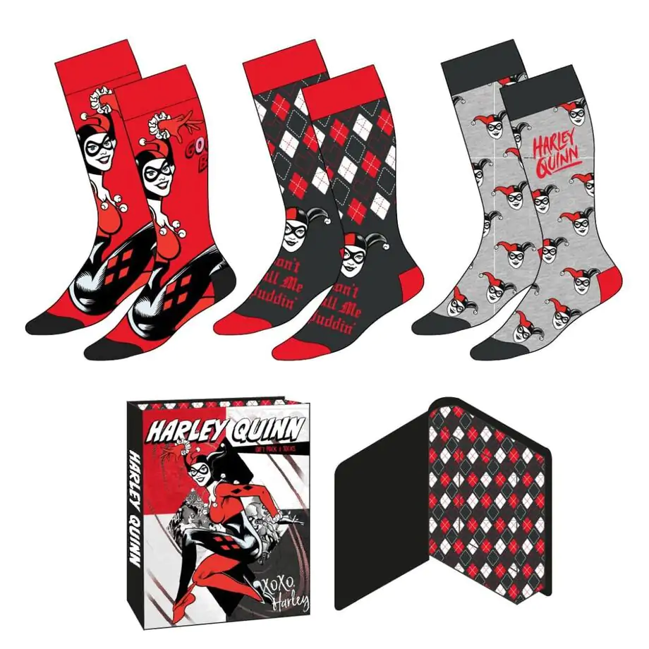 DC Comics Harley Quinn balení 3 páry dospělých ponožek fotografii produktu