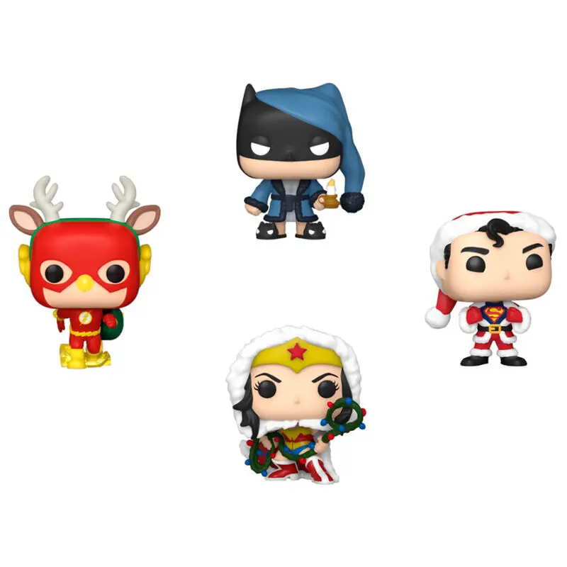 DC Comics Holiday 2022 kapesní POP! vinylové figurky 4-Pack vánoční krabička na stromek 4 cm fotografii produktu