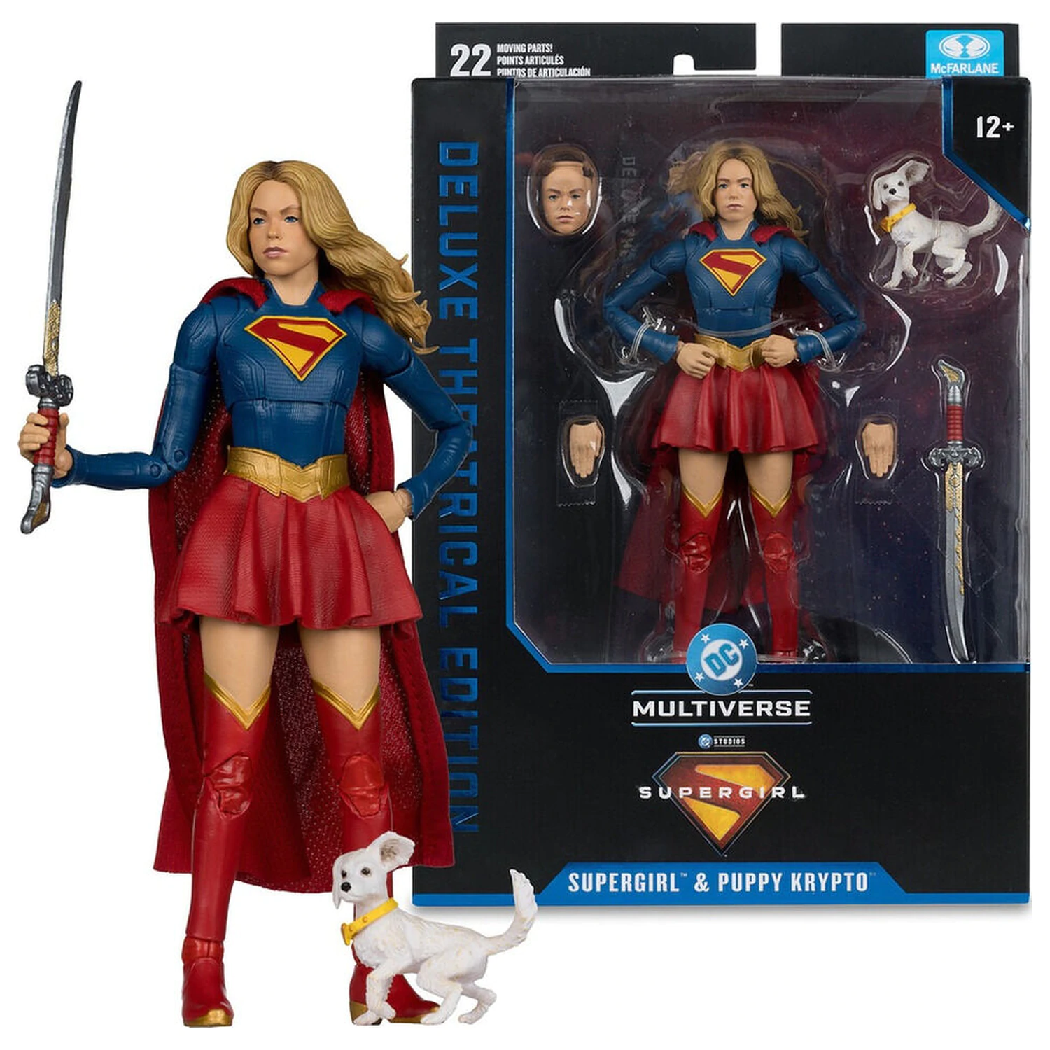 DC Comics Supergirl Deluxe Theatrical Edition Supergirl & Puppy Kripto figurka 18cm fotografii produktu