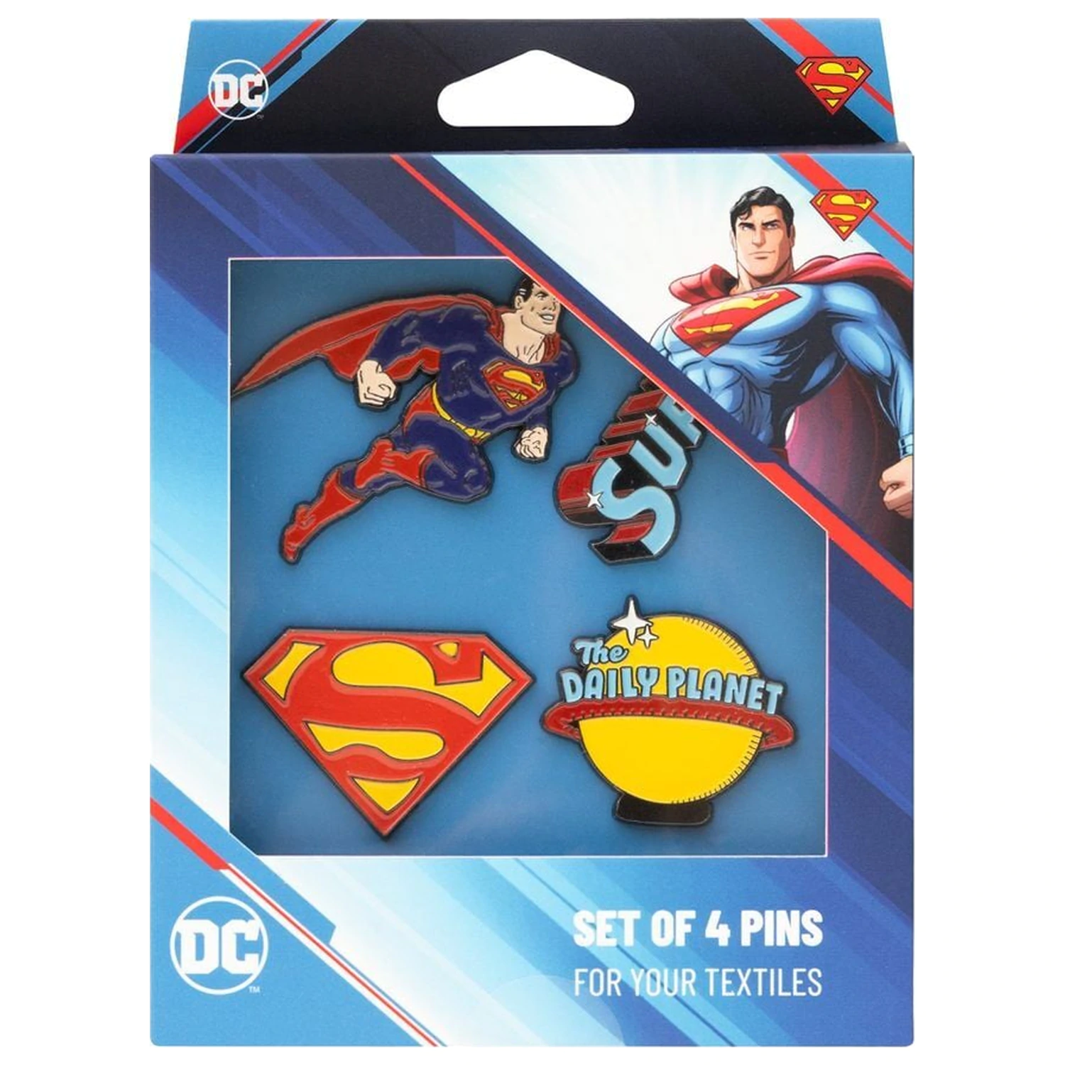 DC Comics Superman sada 4 odznáčků fotografii produktu