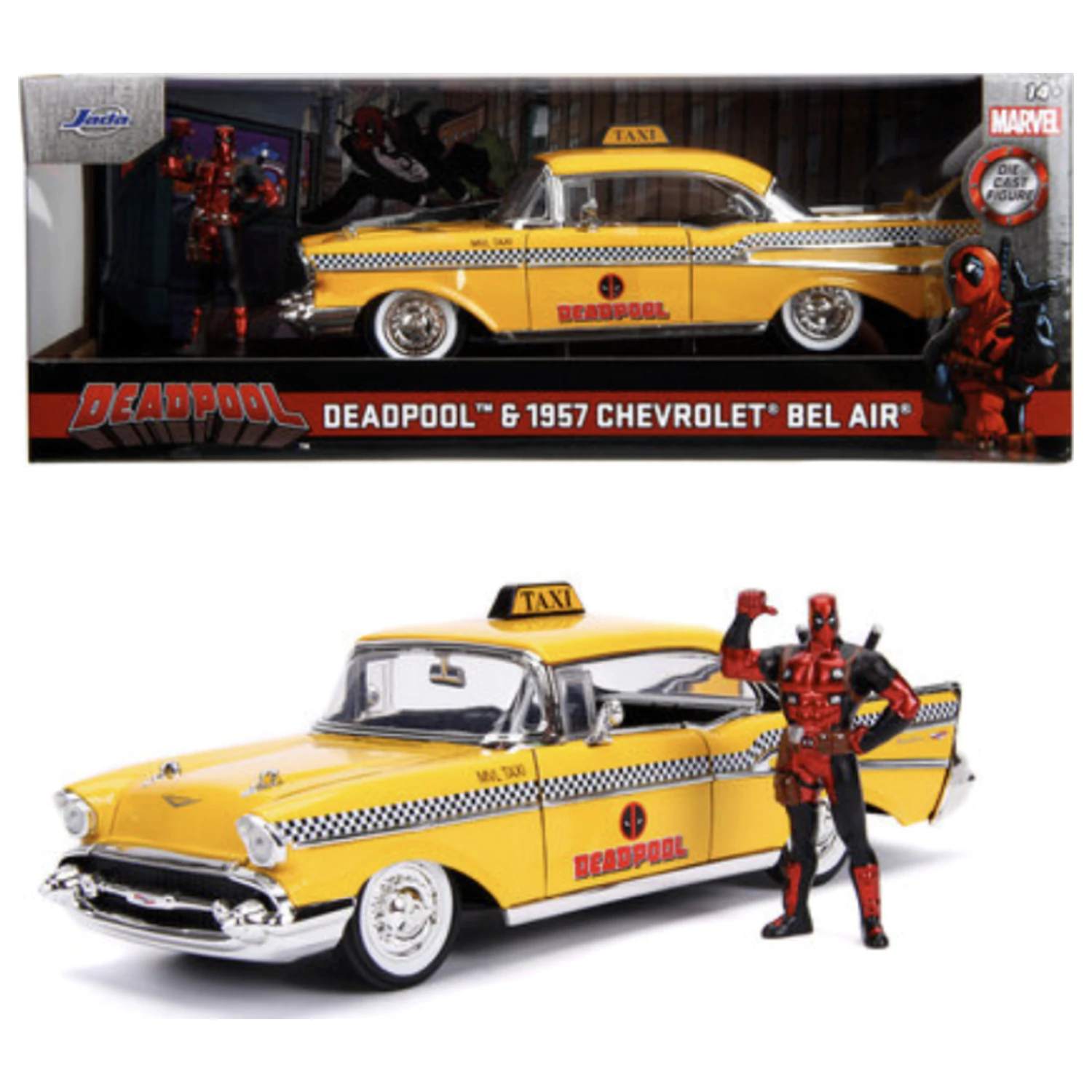 Deadpool 1957 Chevy Bel Air 1:24 model auta + figurka Deadpool 1:24 fotografii produktu