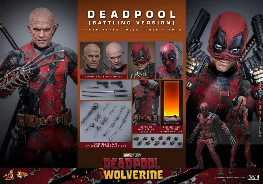 Deadpool & Wolverine Movie Masterpiece Akční figurka 1/6 Deadpool (Battling Version) 31 cm fotografii produktu