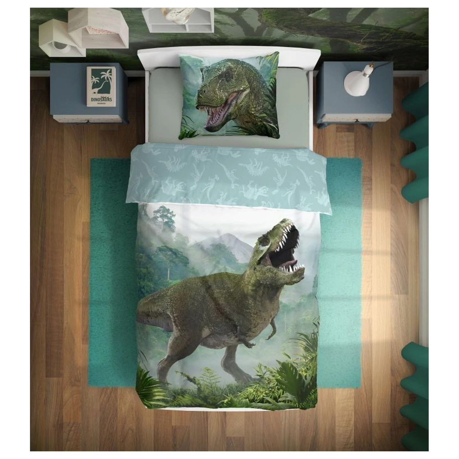 Dinosaur T-Rex Forest povlak na přikrývku fotografii produktu