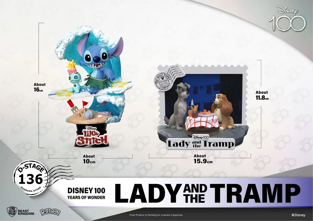 Disney 100th Anniversary D-Stage PVC Diorama Lady And The Tramp 12 cmDisney 100. výročí D-Stage PVC Diorama Lady And The Tramp 12 cm fotografii produktu