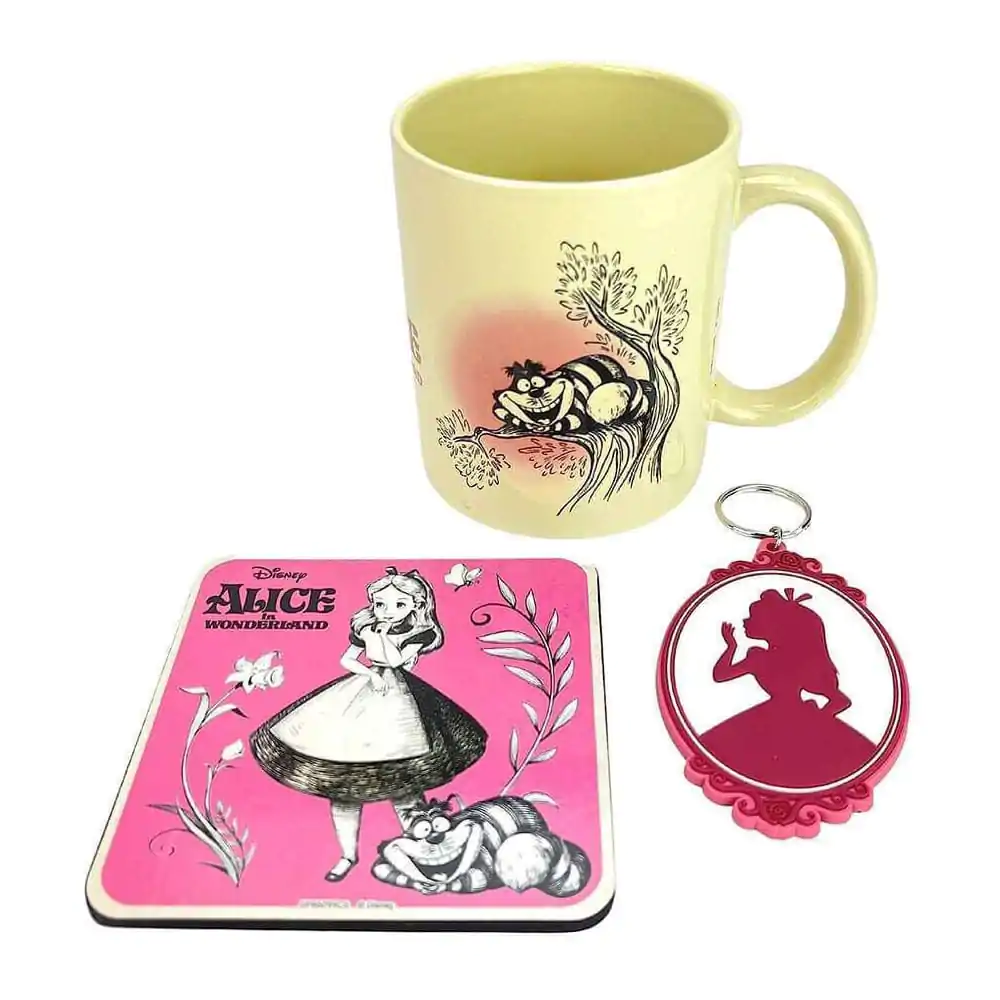 Disney Alice in Wonderland Sada hrnku, podtácku a klíčenky Vintage fotografii produktu