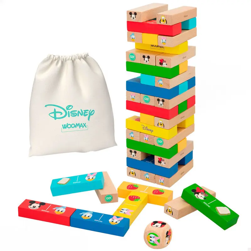 Disney bloková věž + domino dřevěná sada fotografii produktu