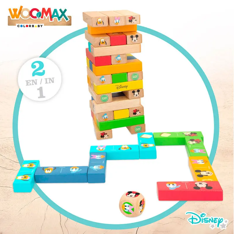 Disney bloková věž + domino dřevěná sada fotografii produktu