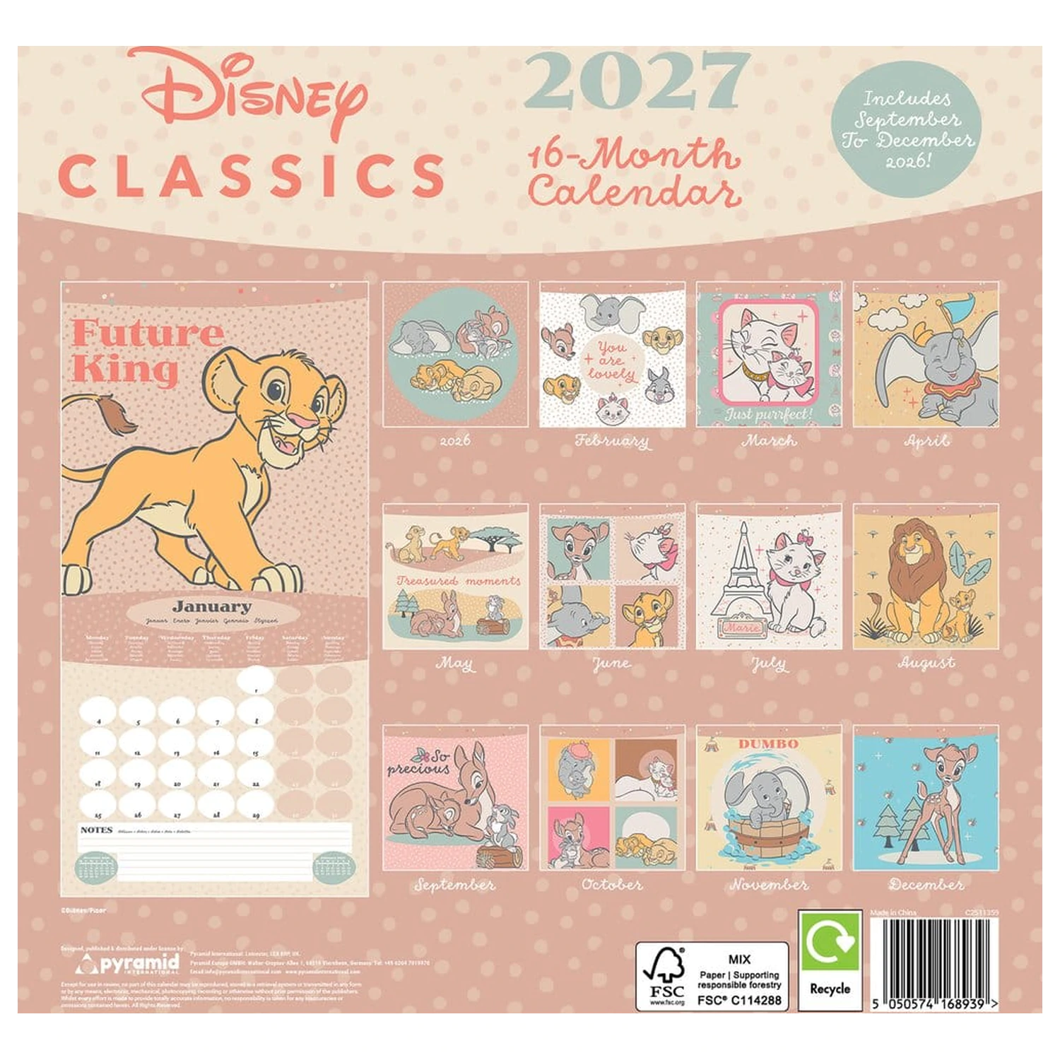 Disney Classics Kalendář Treasured Memories 2027 30 x 30 cm fotografii produktu