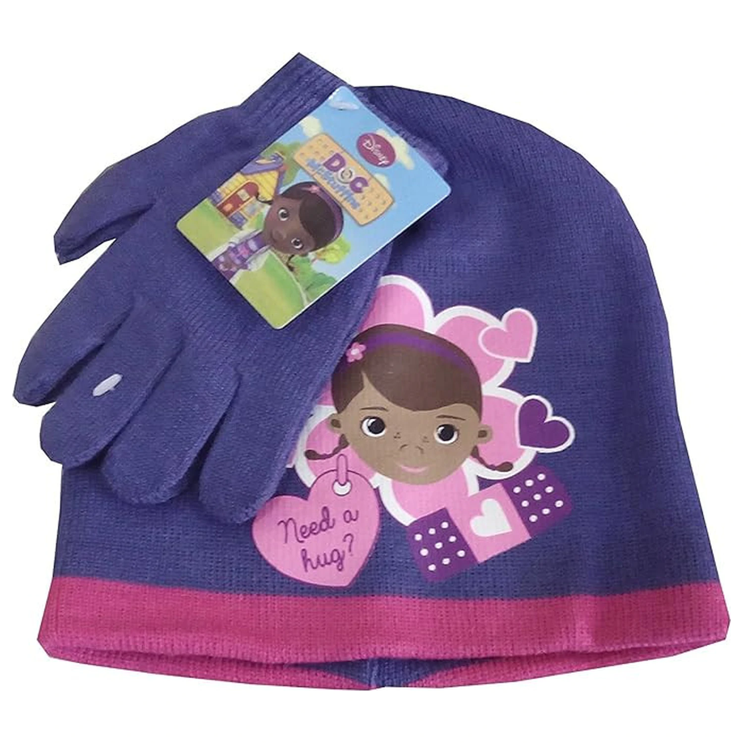 Disney Doc McStuffins Hug Purple dětská čepice a rukavice set 54 cm fotografii produktu