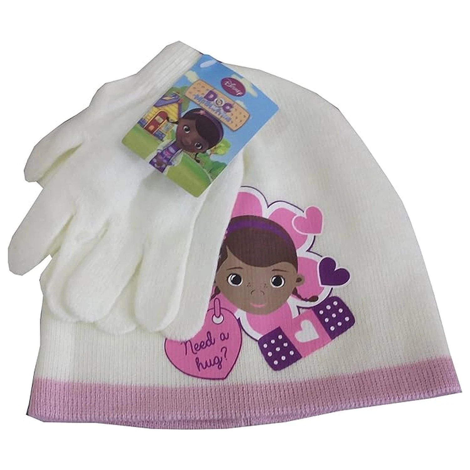 Disney Doc McStuffins Hug White dětská čepice + rukavice set 54 cm fotografii produktu