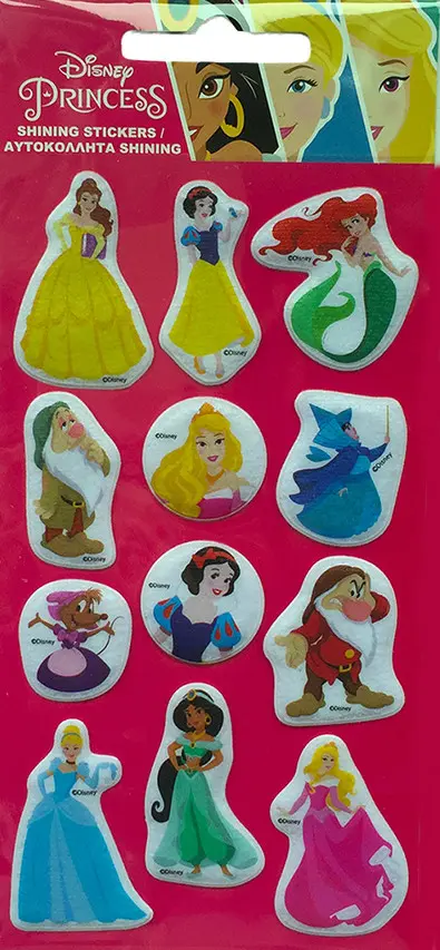 Sada třpytivých nafouklých houbových samolepek Disney Princess fotografii produktu