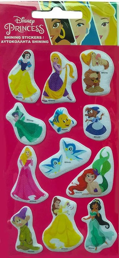 Disney Princess třpytivá nadýchaná houbová sada samolepek fotografii produktu