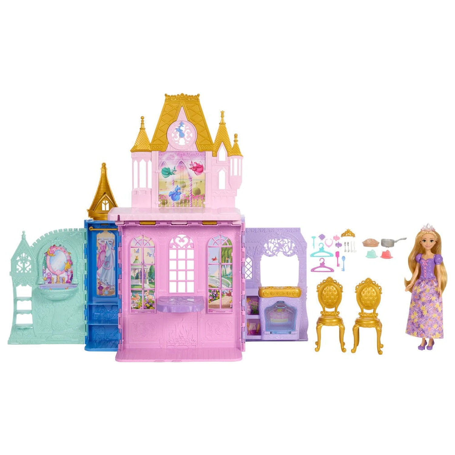 Disney Princess Rapunzel panenka a Close & Carry Castle herní set fotografii produktu