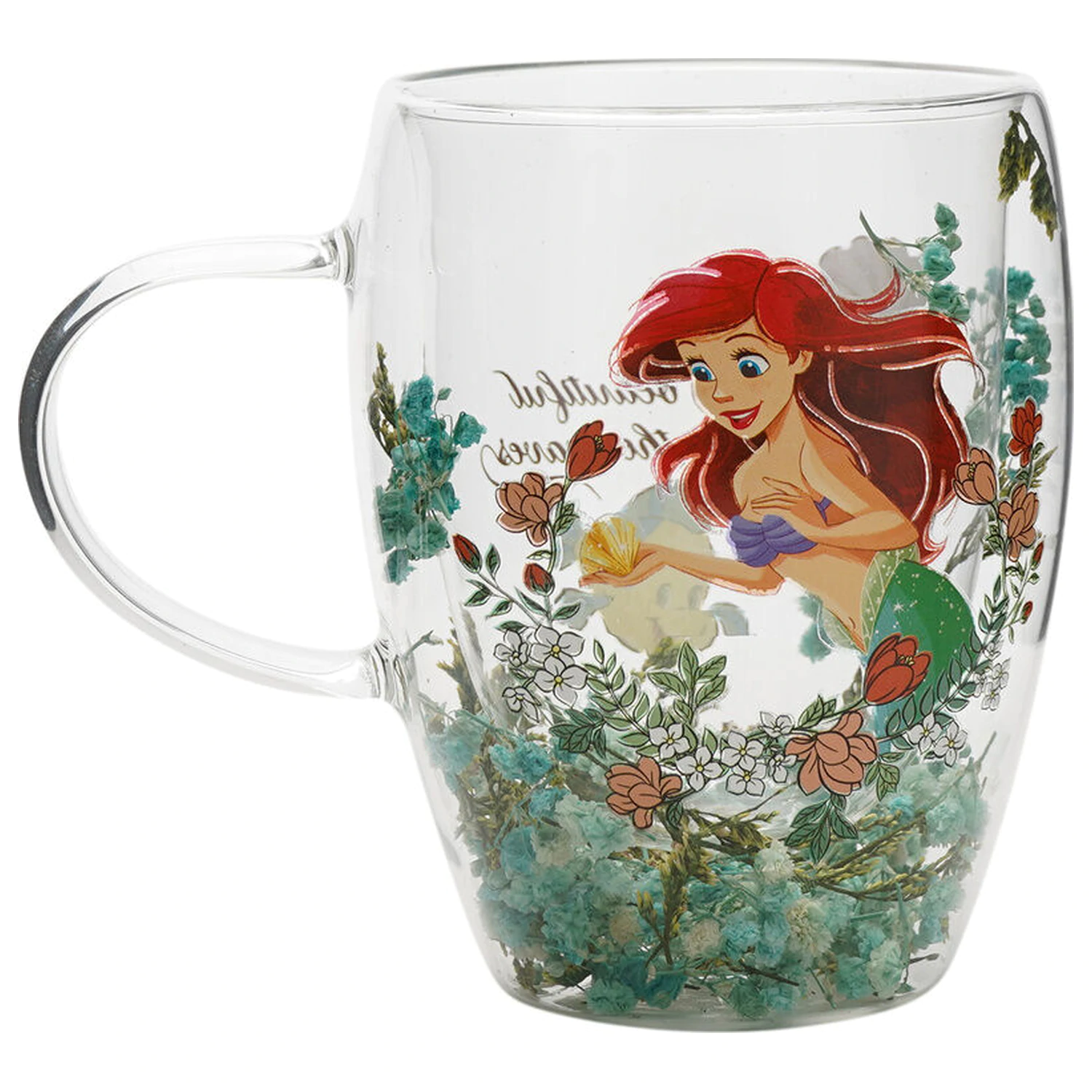 Disney Princess Ariel květinový dekorativní skleněný hrnek 300 ml fotografii produktu