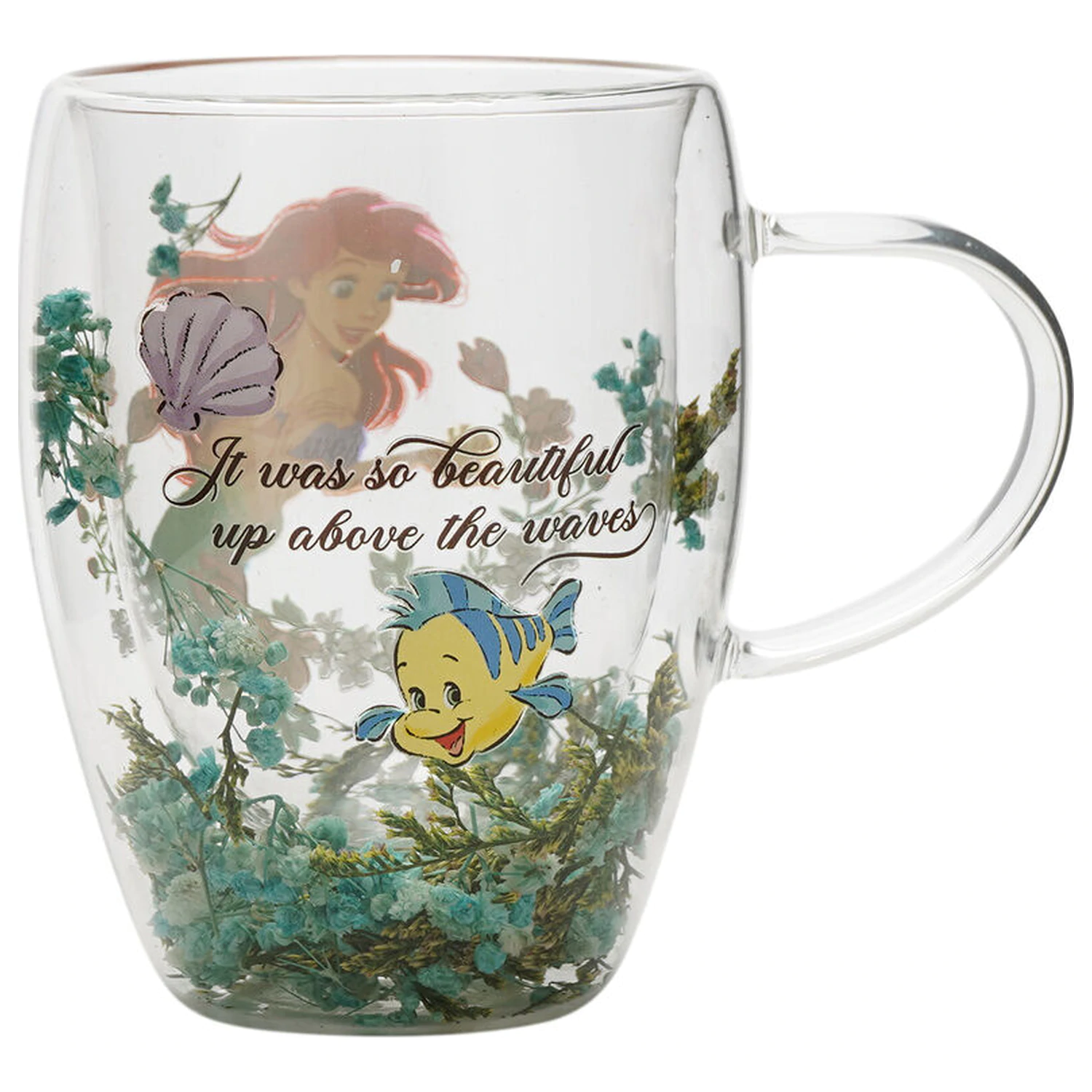 Disney Princess Ariel květinový dekorativní skleněný hrnek 300 ml fotografii produktu