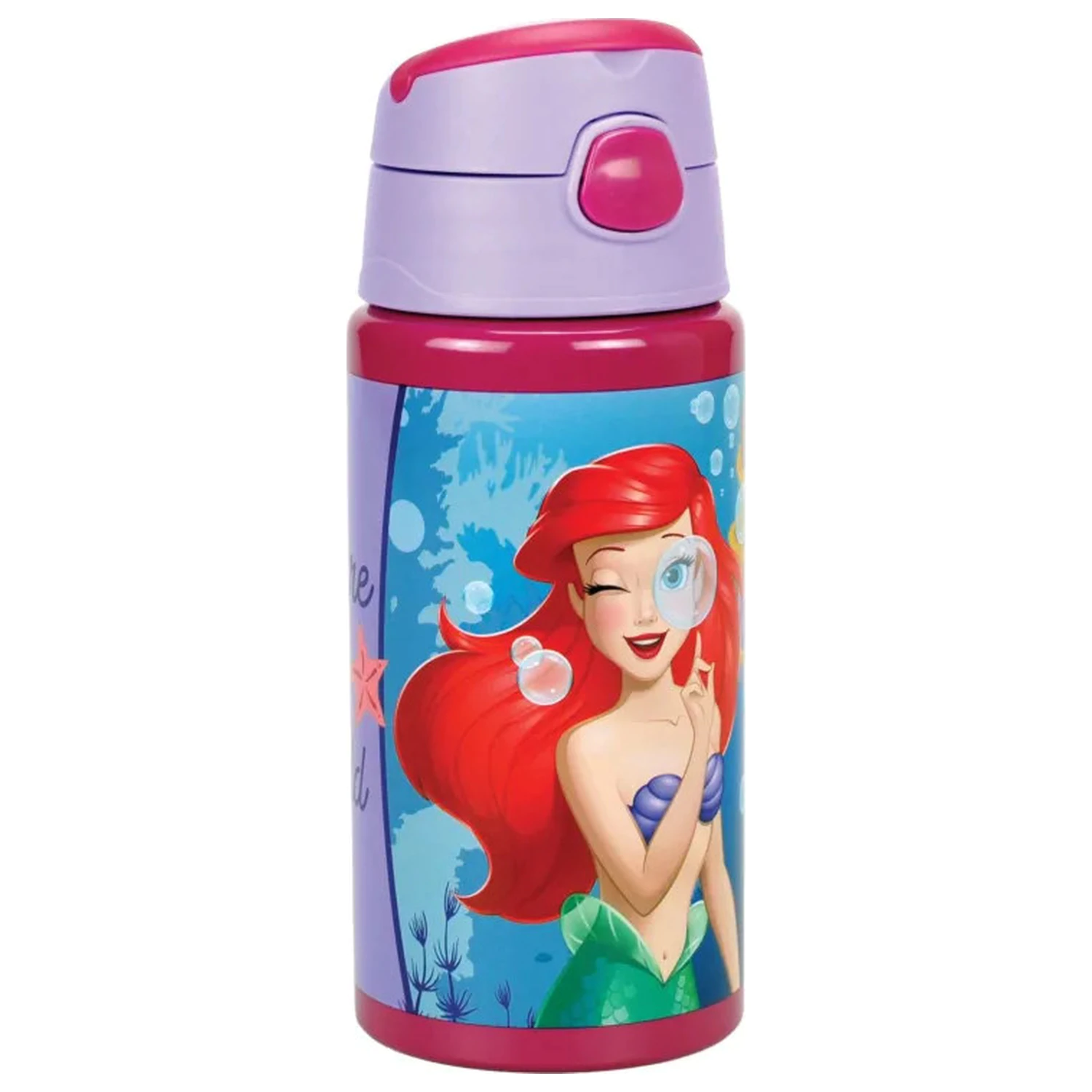 Disney Princess Ariel Fairytale hliníková láhev na vodu s brčkem a háčkem 500 ml fotografii produktu