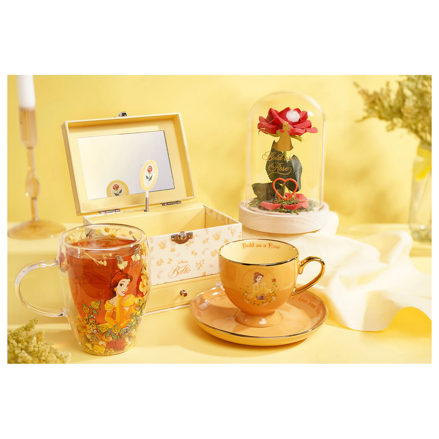 Disney Princess Belle sklenice se sušenými květinami 300 ml fotografii produktu
