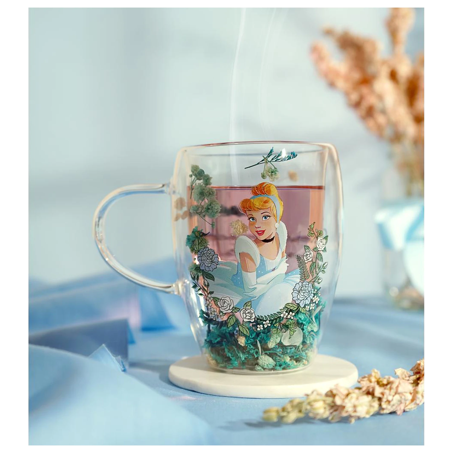 Disney Princess Cinderella sklenice se sušenými květinami 300 ml fotografii produktu