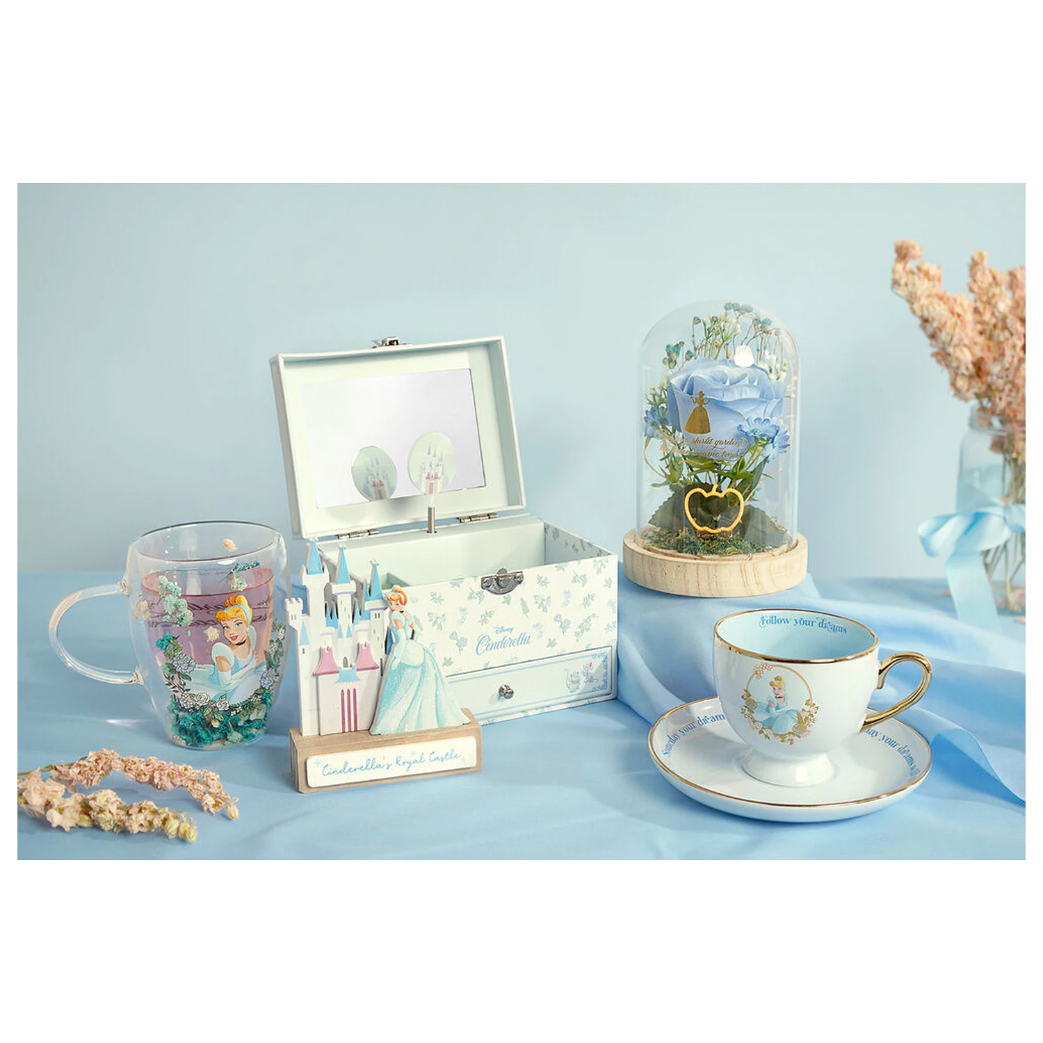 Disney Princess Cinderella sklenice se sušenými květinami 300 ml fotografii produktu