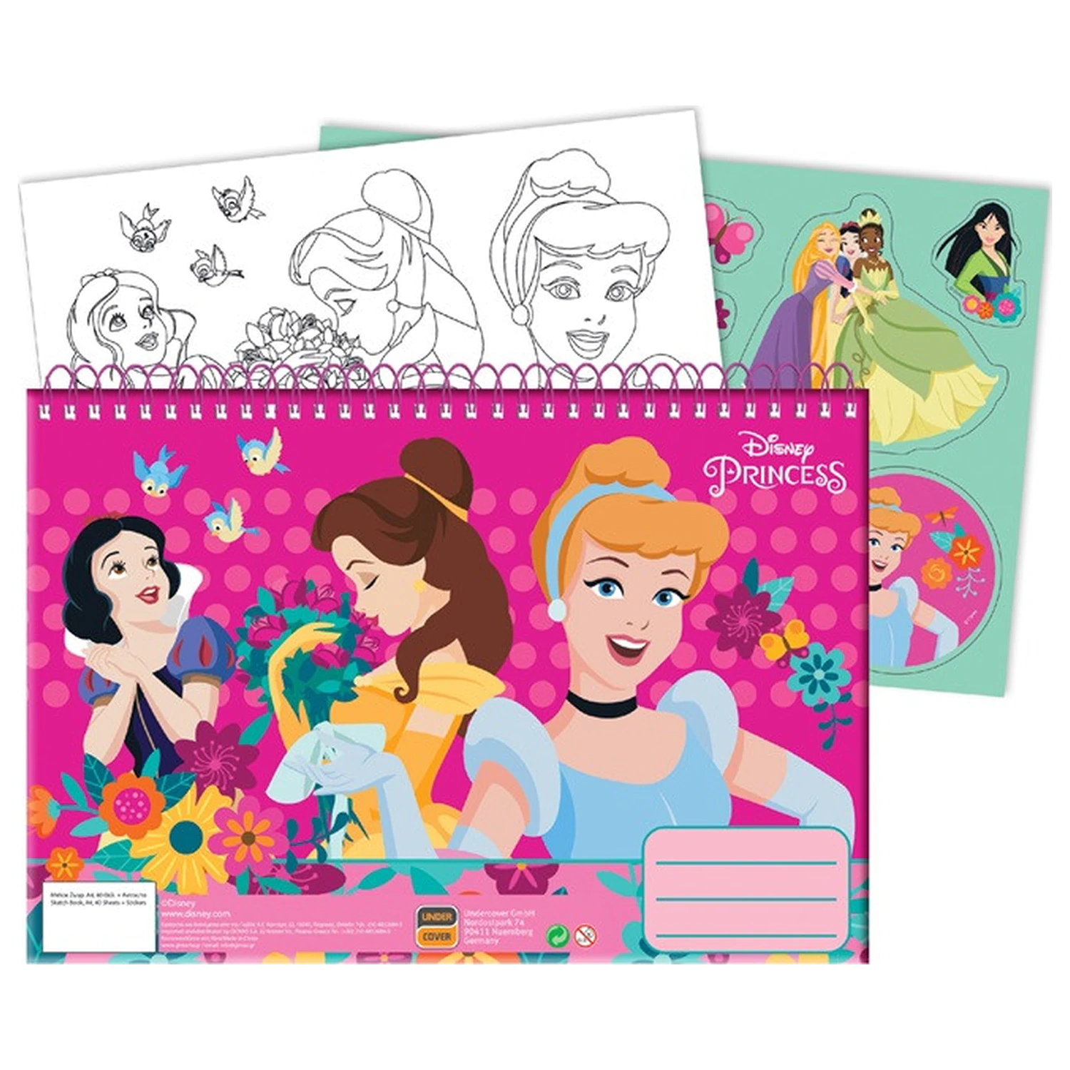Disney Princess Jarní A/4 spirálový skicák 40 listů se samolepkami fotografii produktu