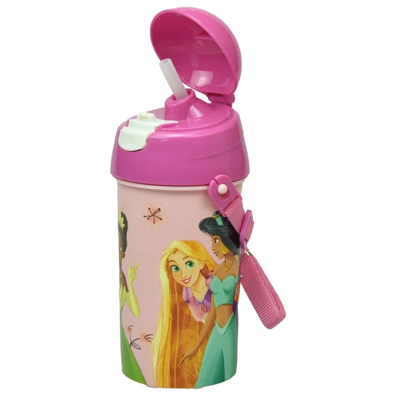 Disney Princesses Spring plastová láhev na vodu s brčkem a závěsem 500 ml fotografii produktu