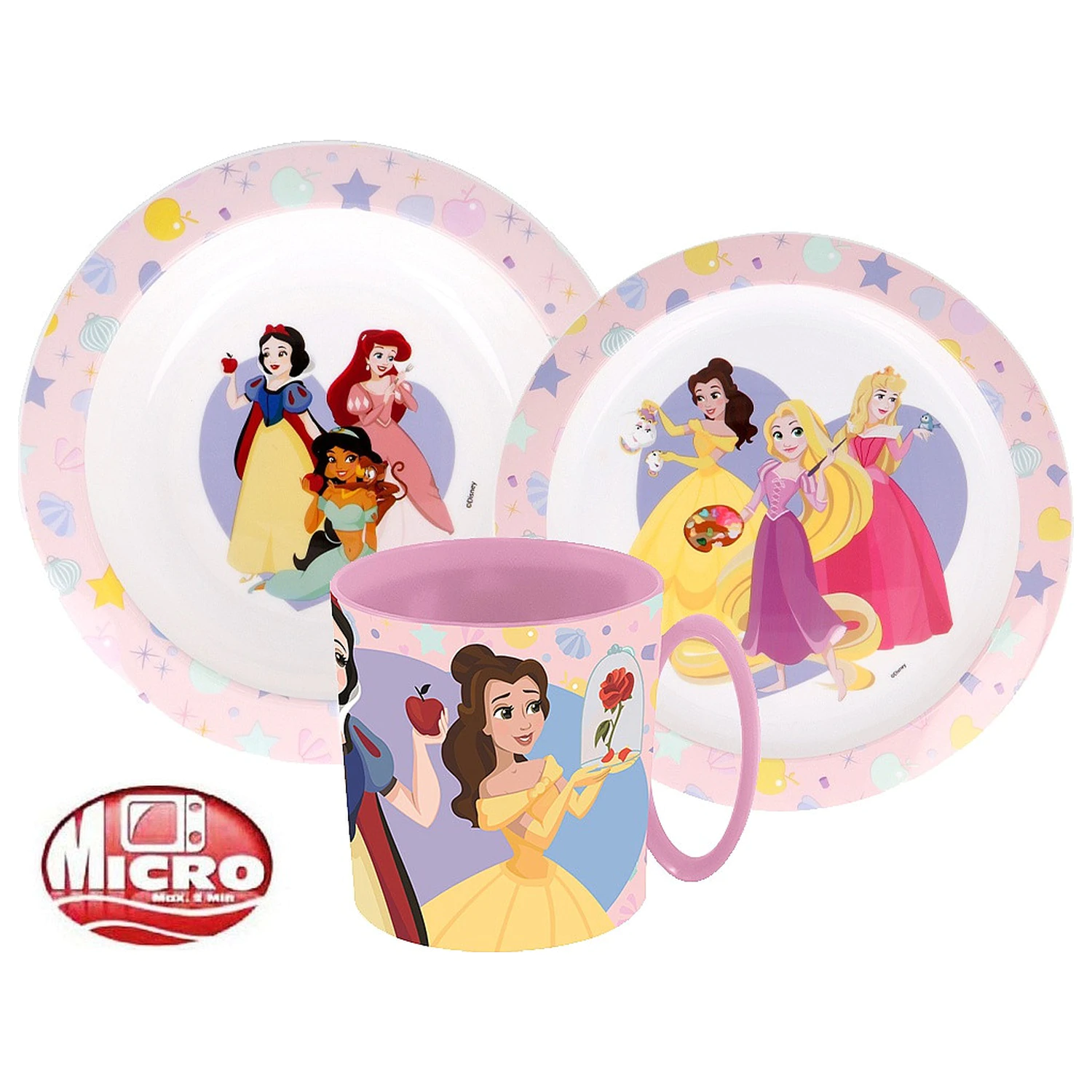 Disney Princess True sada jídelního nádobí, micro plastová sada s hrnkem fotografii produktu