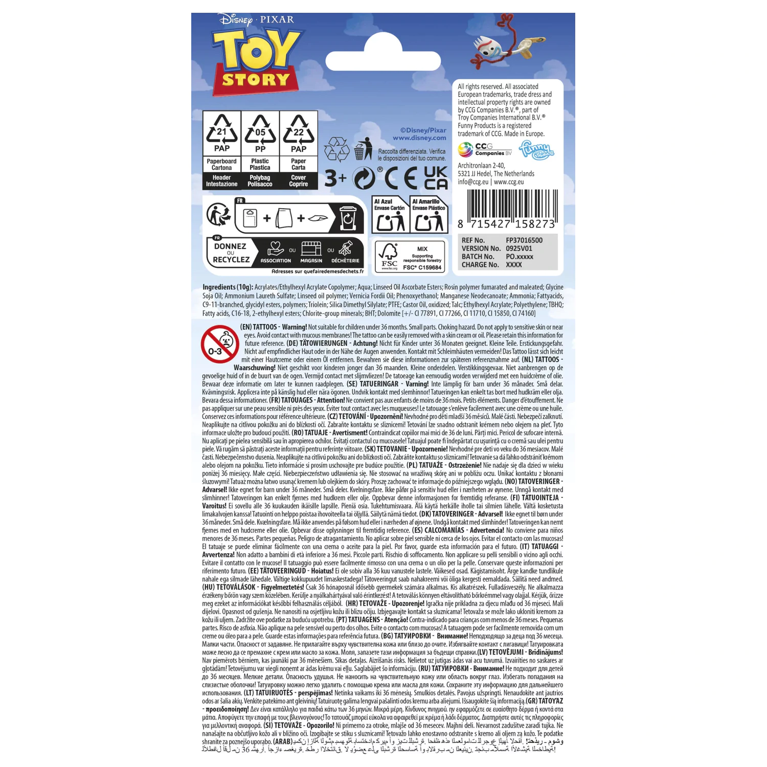 Disney Toy Story dobrodružné tetování 12 ks fotografii produktu