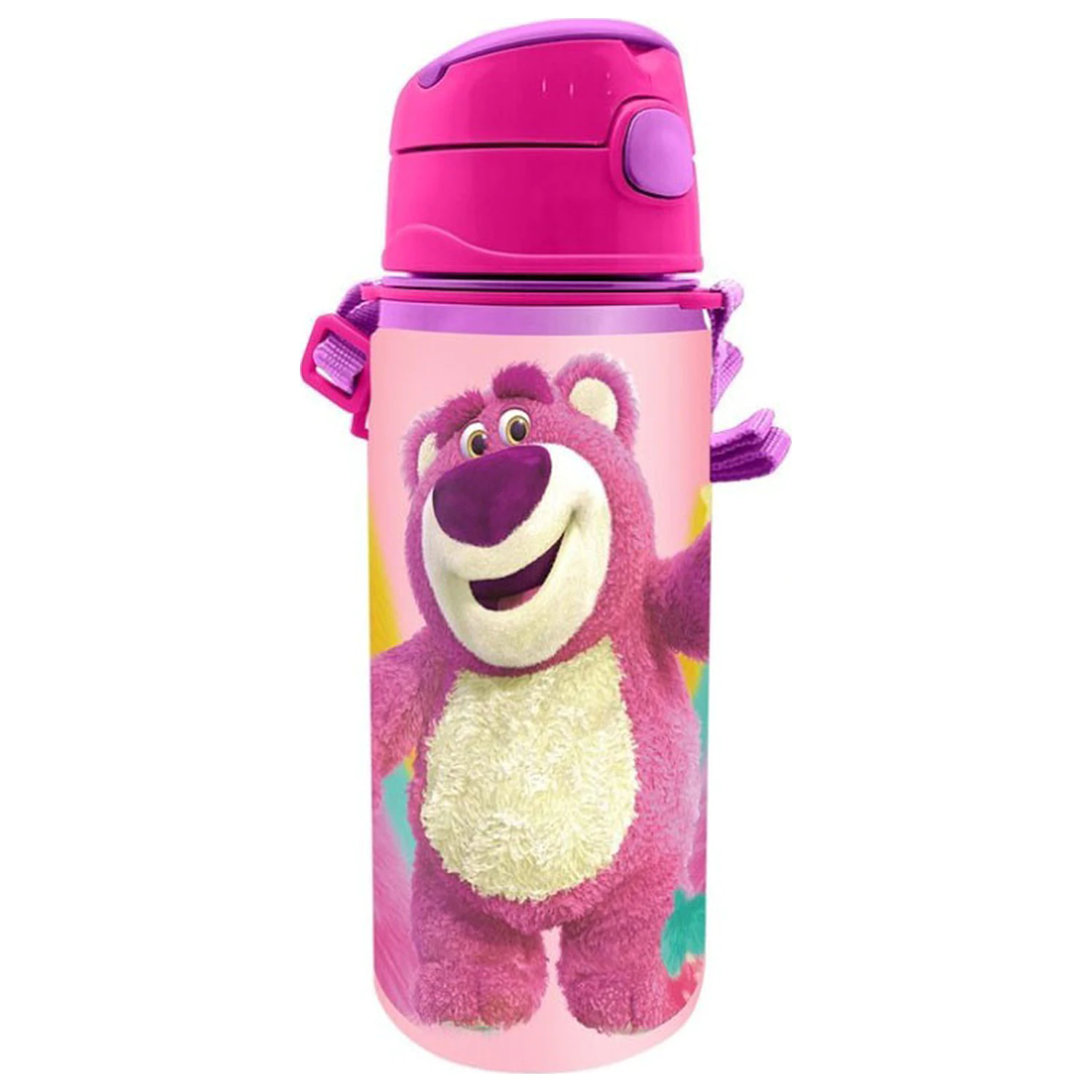 Disney Toy Story Lotso Hliníková láhev na vodu se slámkou a šňůrkou 600 ml fotografii produktu