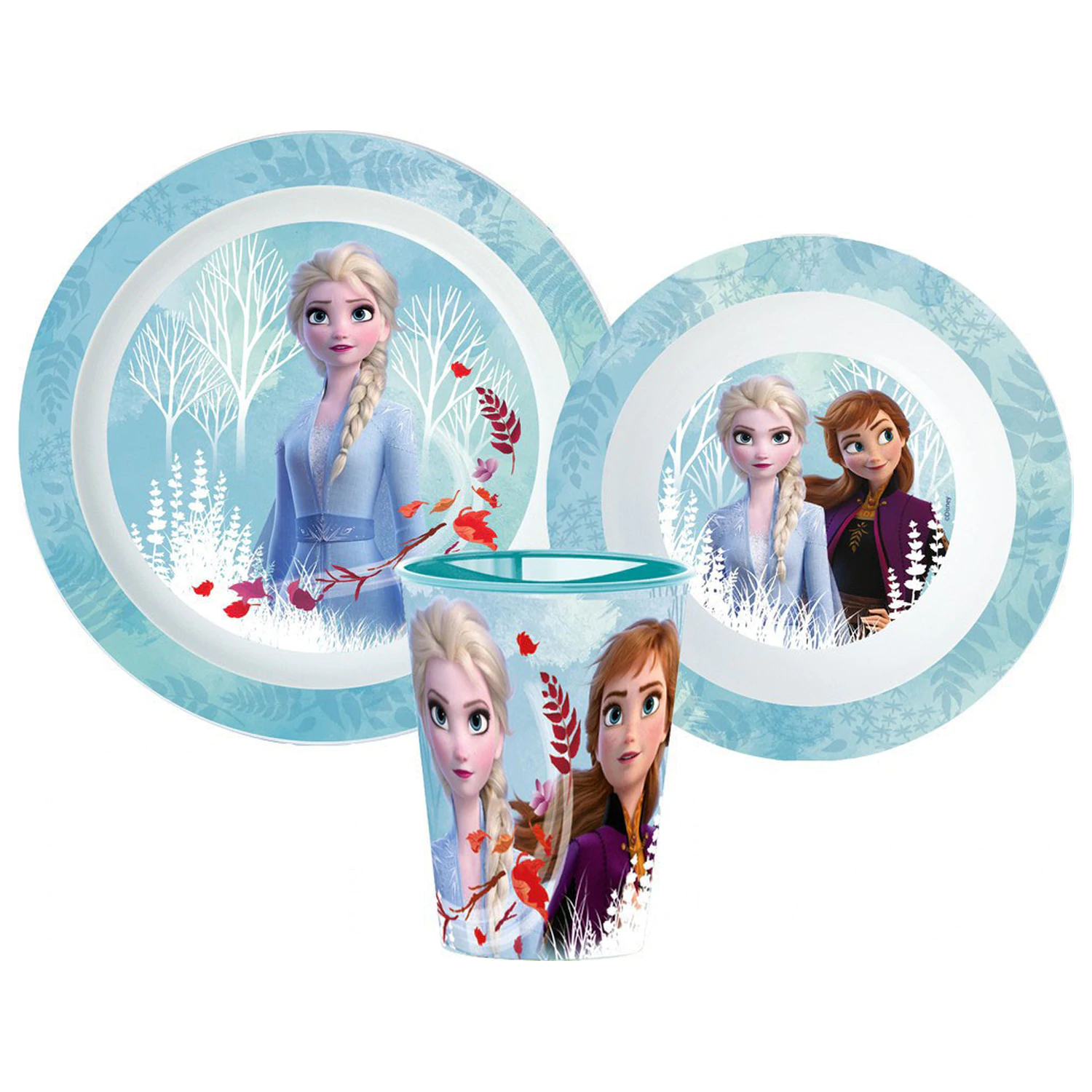 Disney Frozen Blue Forest Jídelní sada, mikro plastová sada, se sklenicí 260 ml fotografii produktu