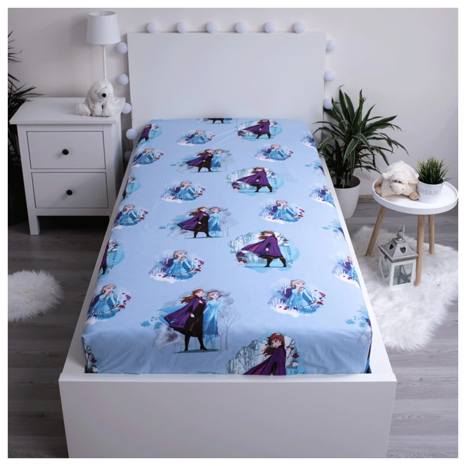 Disney Frozen Blue Leaves napínací prostěradlo 90*200 cm fotografii produktu