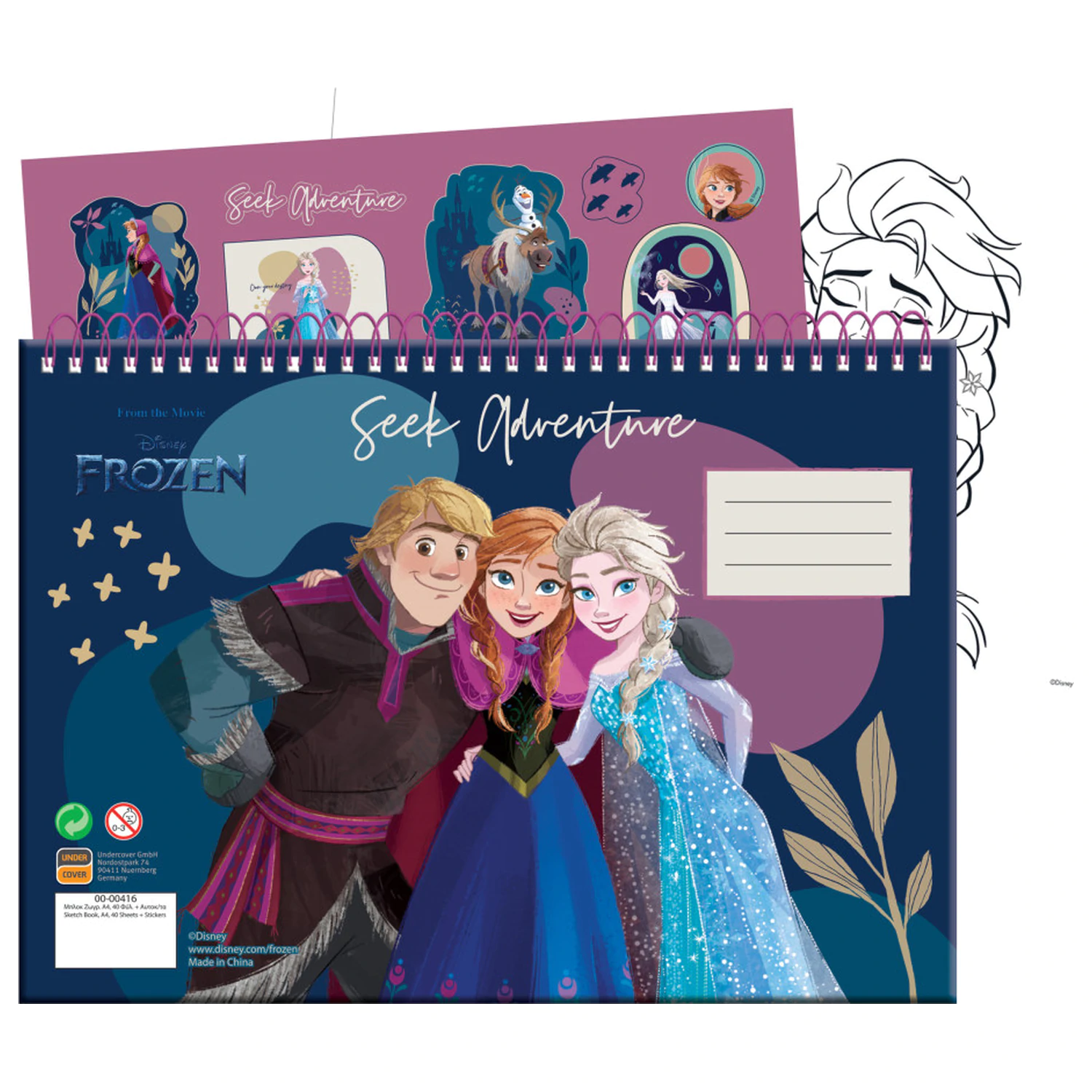 Disney Frozen Explore A/4 spirálový skicák 40 listů se samolepkami fotografii produktu