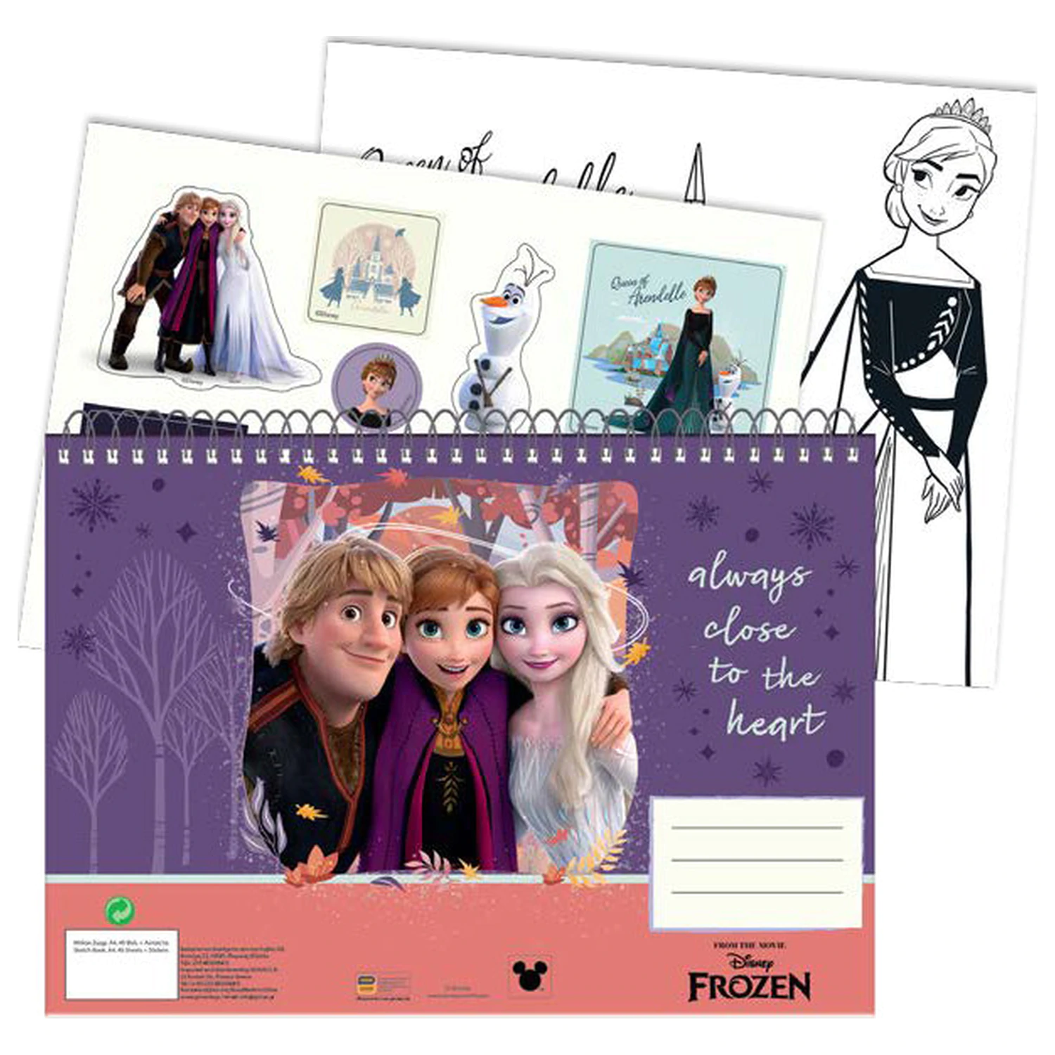 Disney Frozen Heart A/4 spirálový skicák 40 listů se samolepkami fotografii produktu