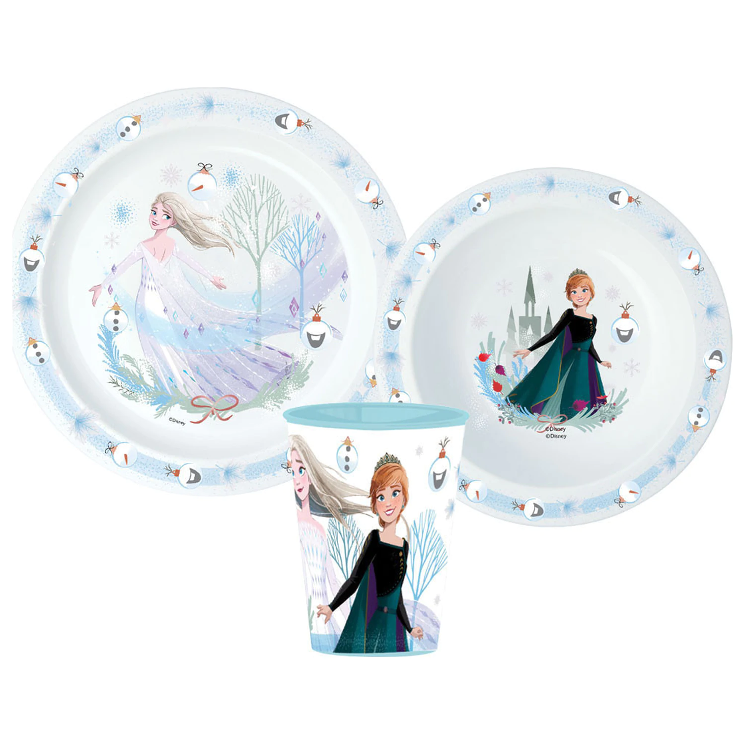 Disney Frozen Royally Cool vánoční jídelní set, Micro Plastic set, s 260 ml sklenicí fotografii produktu