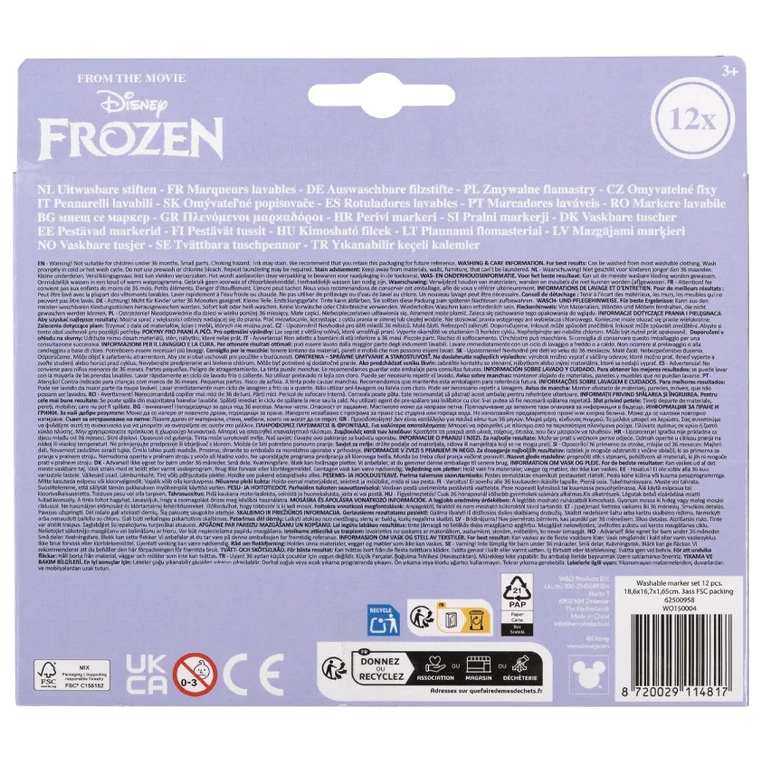 Disney Frozen Snowflakes Omyvatelné textilní fixy 12 ks fotografii produktu