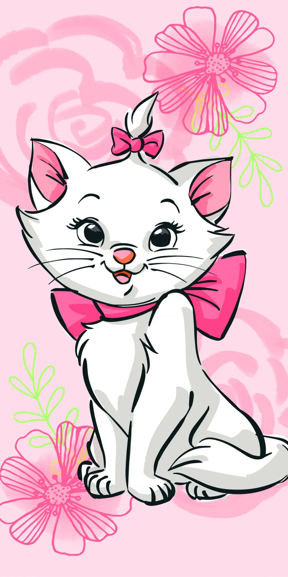 Disney Marie Cat osuška do koupele, plážová osuška růžová květina 70*140 cm fotografii produktu