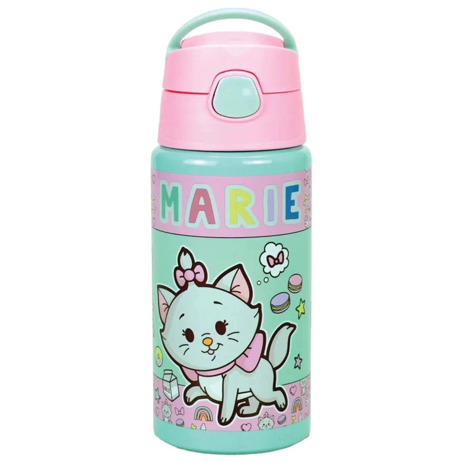 Disney Marie Little Lady hliníková láhev na vodu se slámkou a závěsem 500 ml fotografii produktu