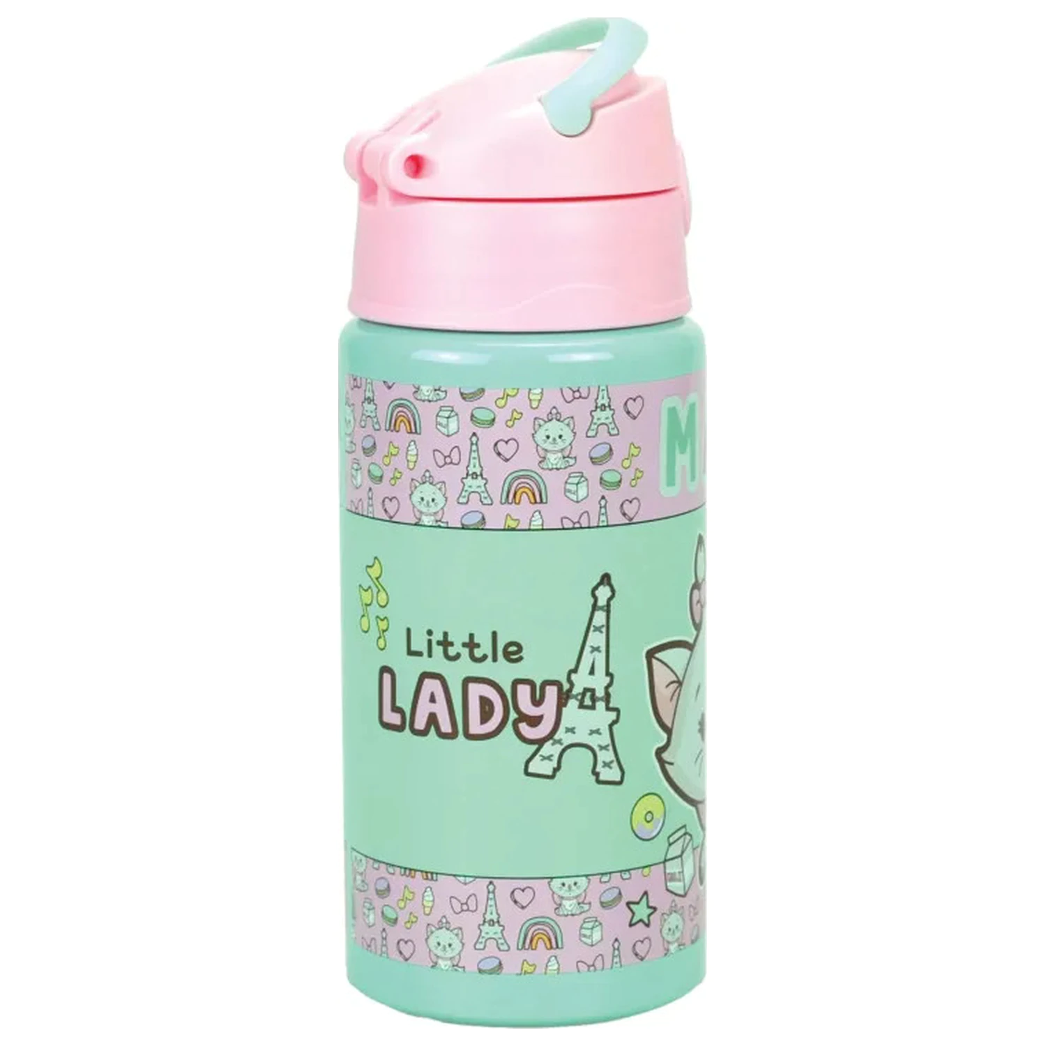 Disney Marie Little Lady hliníková láhev na vodu se slámkou a závěsem 500 ml fotografii produktu