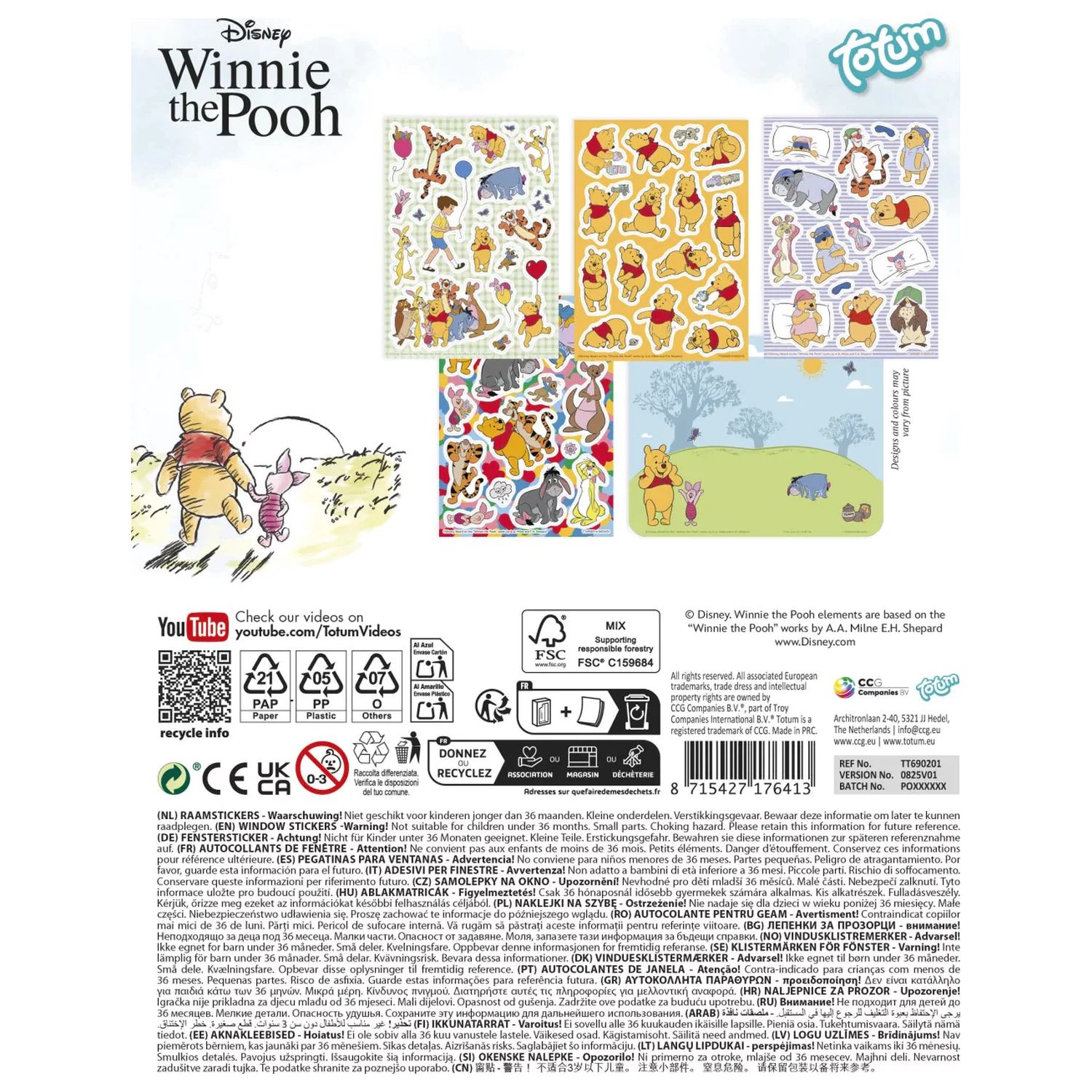 Disney Winnie the Pooh Happy sada okenních samolepek fotografii produktu