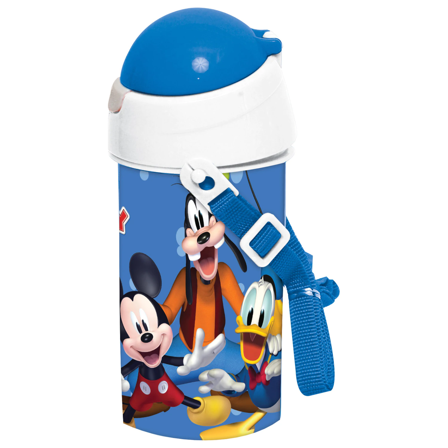 Disney Mickey Modrá Plastová láhev na vodu s brčkem a šňůrkou 500 ml fotografii produktu