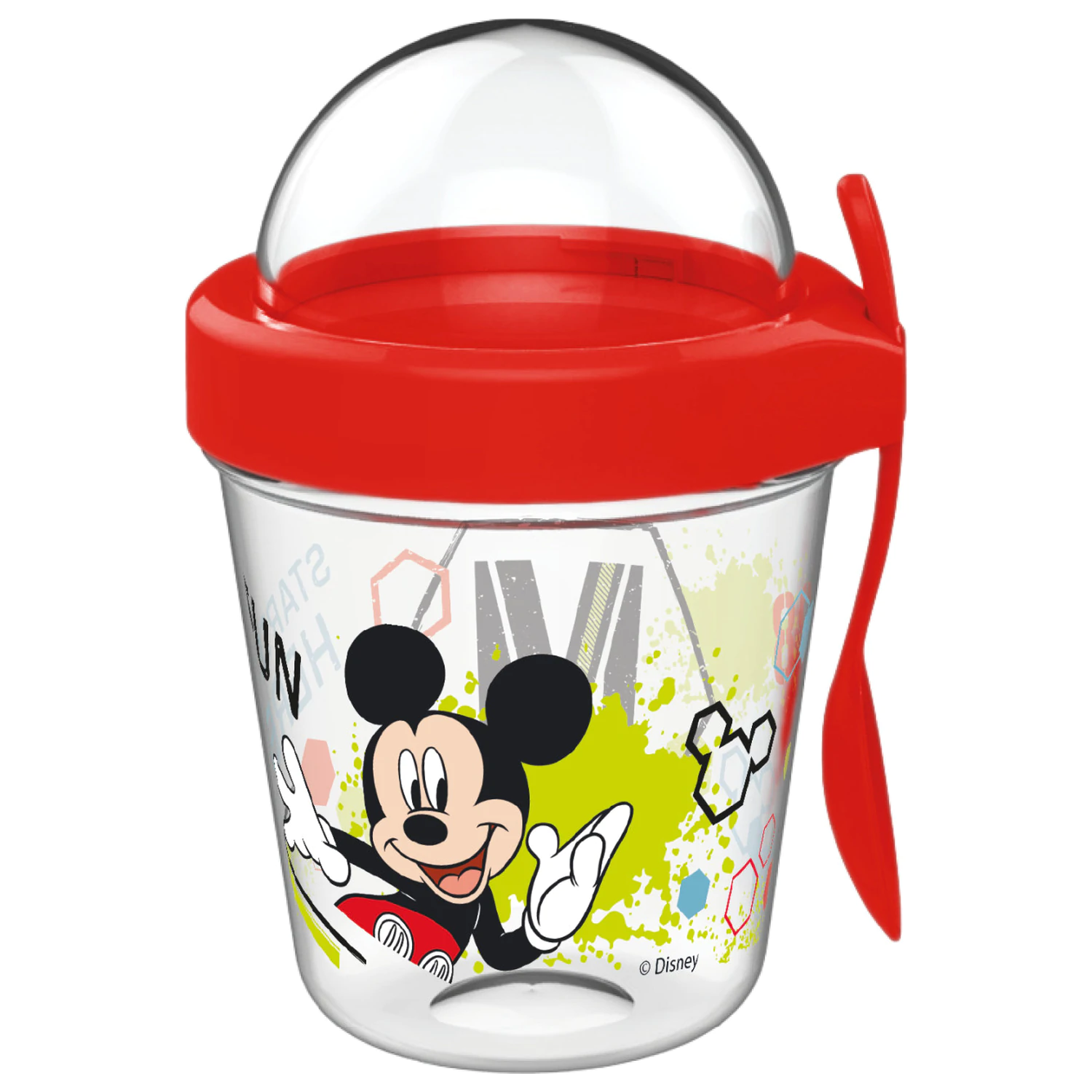 Disney Mickey Fun Cup s víkem s držákem na svačinu a lžičkou 350 ml fotografii produktu