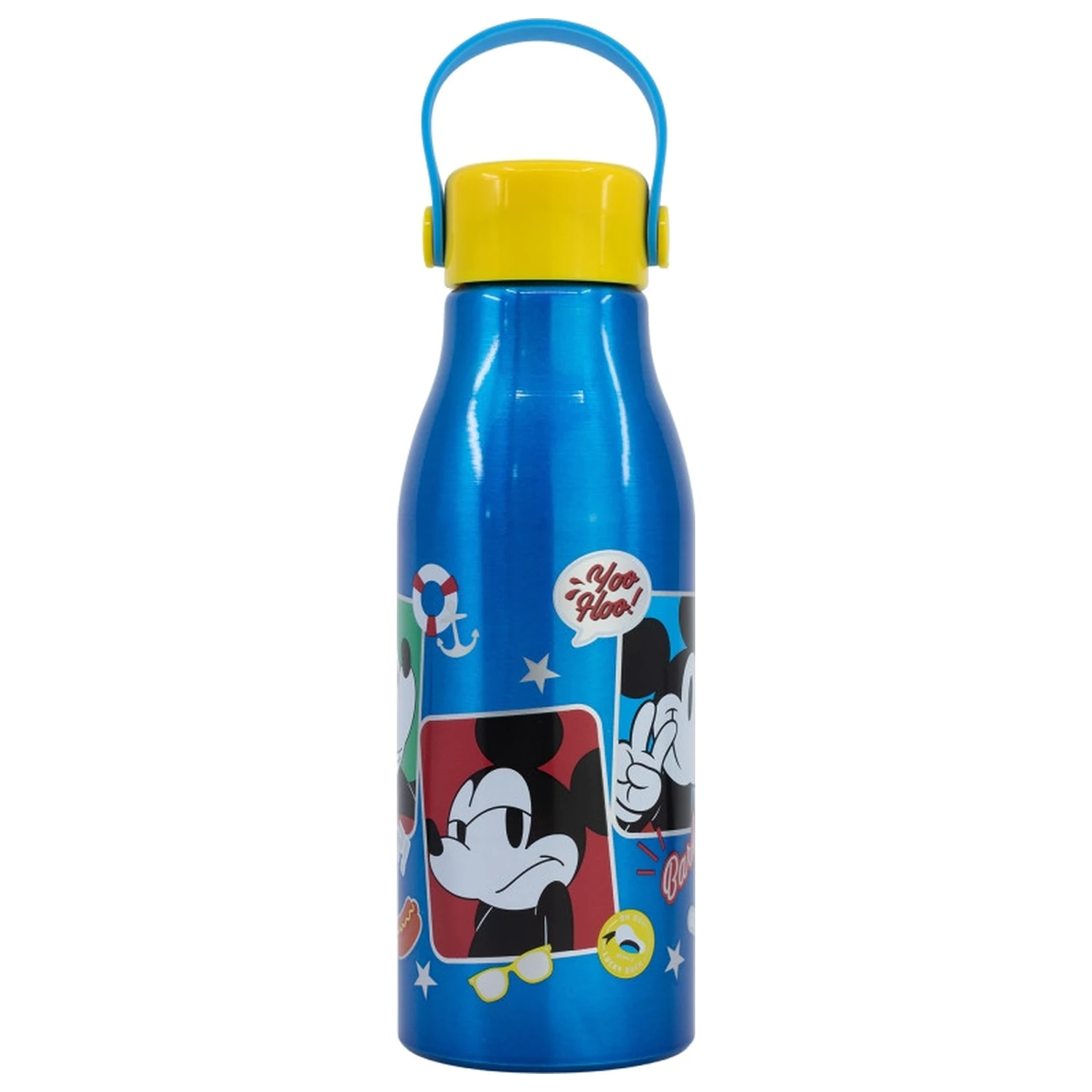 Disney Mickey Fun-Tastic Flexi hliníková láhev na vodu se šroubovacím uzávěrem a závěsem, 760 ml fotografii produktu