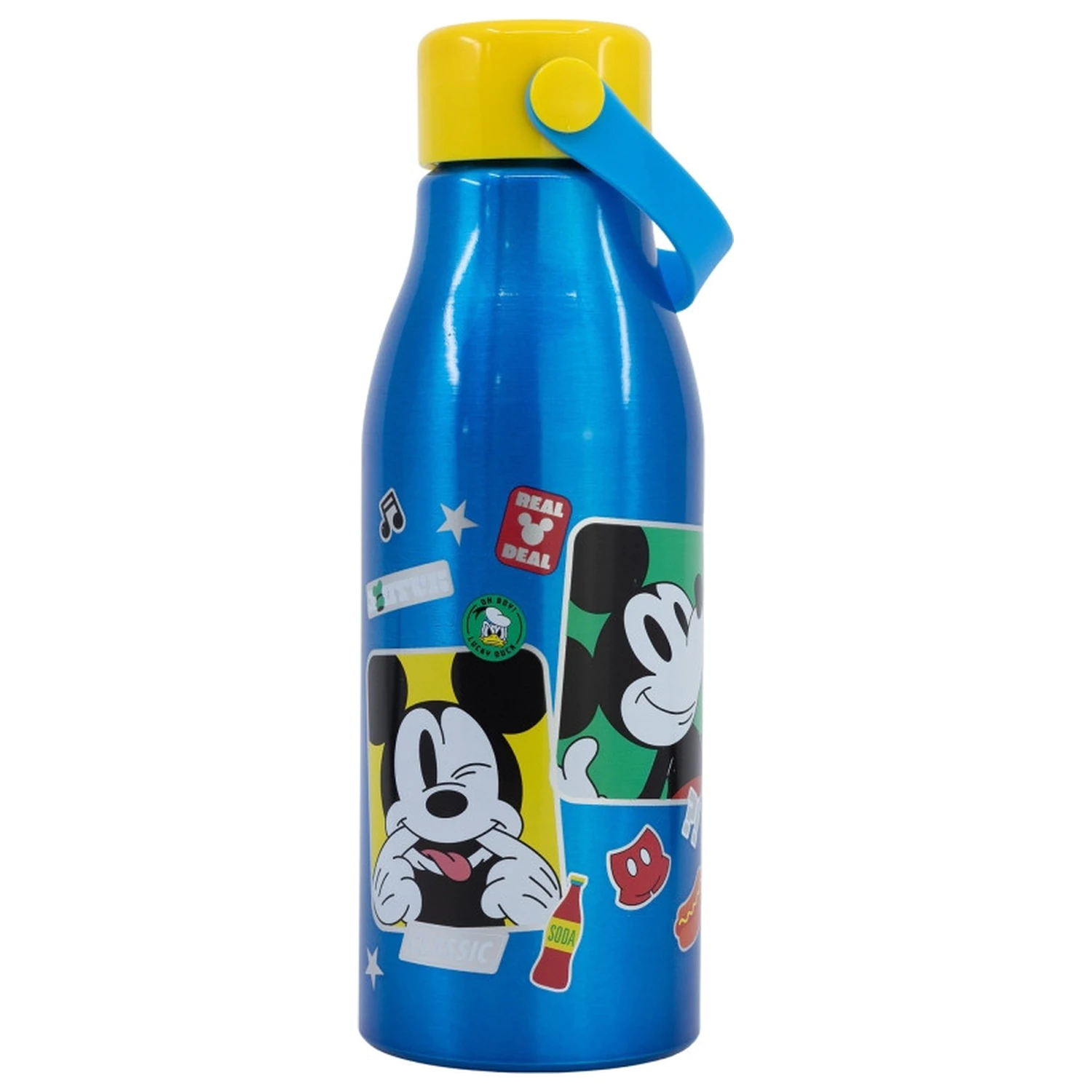 Disney Mickey Fun-Tastic Flexi hliníková láhev na vodu se šroubovacím uzávěrem a závěsem, 760 ml fotografii produktu