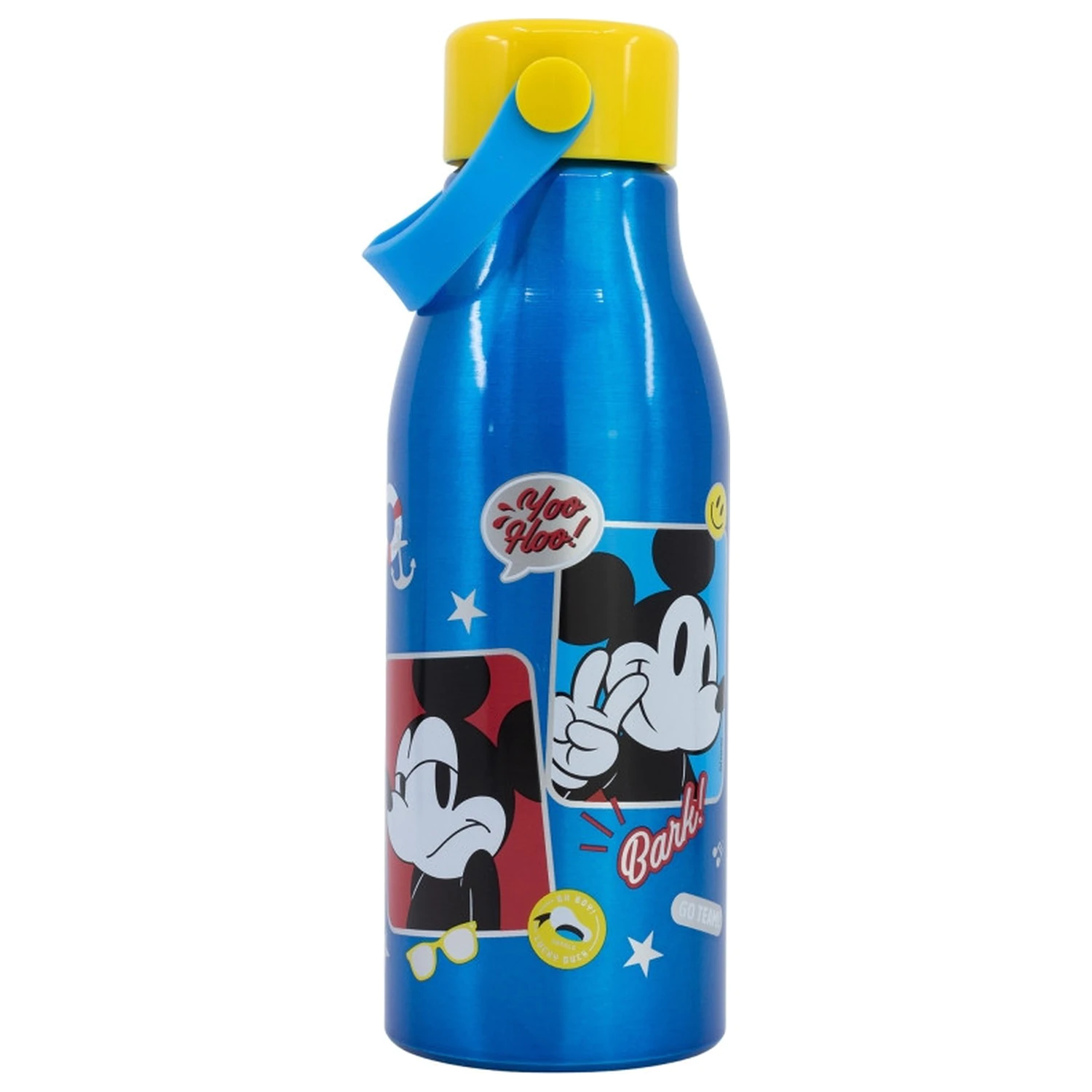 Disney Mickey Fun-Tastic Flexi hliníková láhev na vodu se šroubovacím uzávěrem a závěsem, 760 ml fotografii produktu
