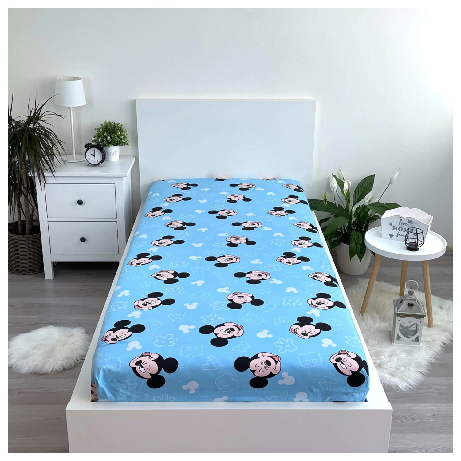 Disney Mickey Funny Head napínací prostěradlo 90x200 cm fotografii produktu