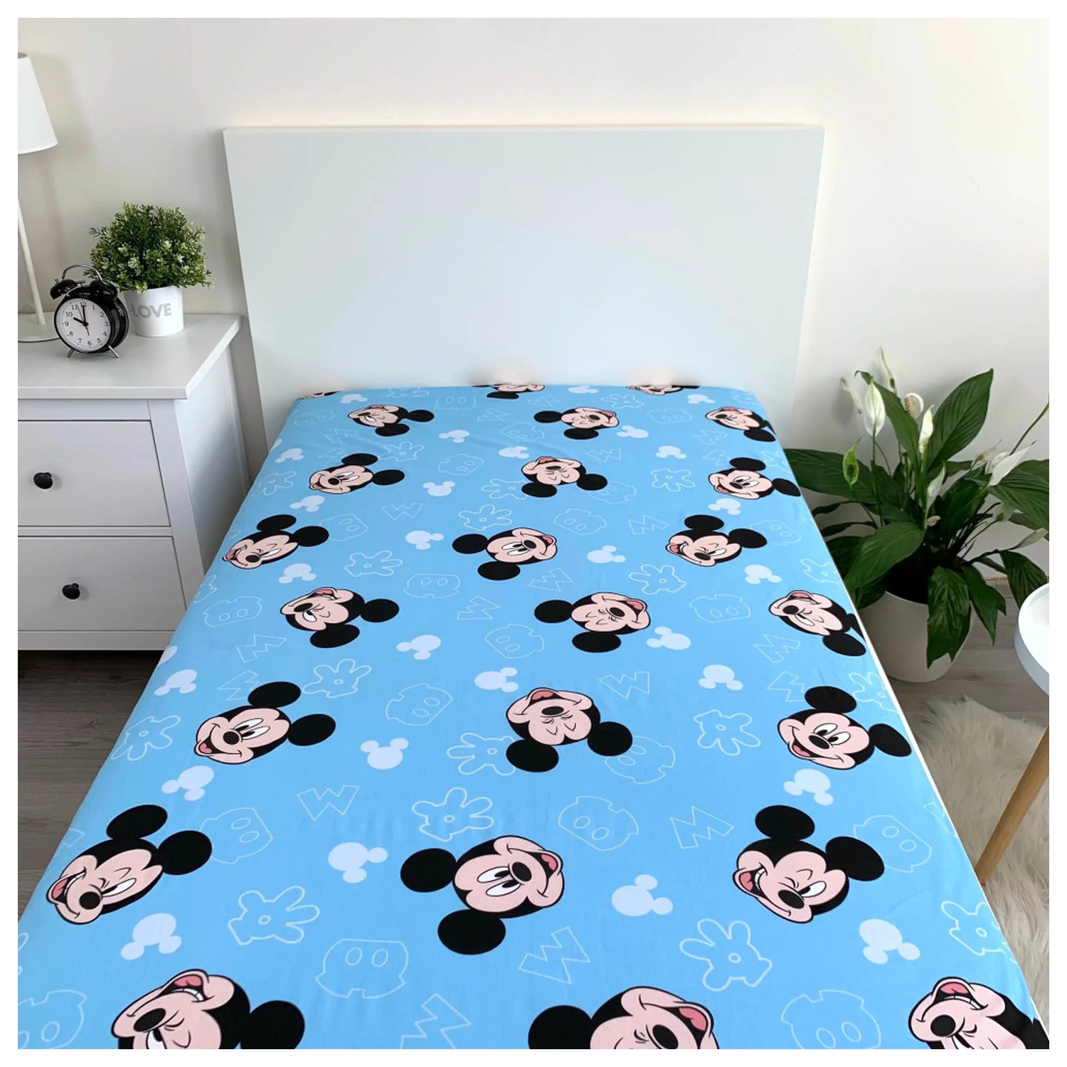 Disney Mickey Funny Head napínací prostěradlo 90x200 cm fotografii produktu