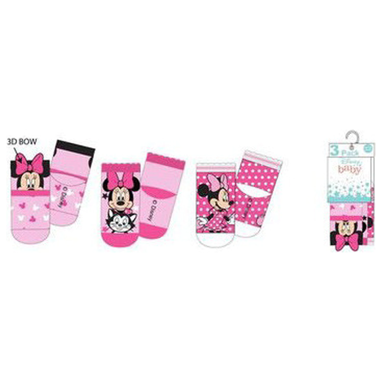 Disney Minnie Figaro Pink dětské ponožky 0-6 měsíců fotografii produktu
