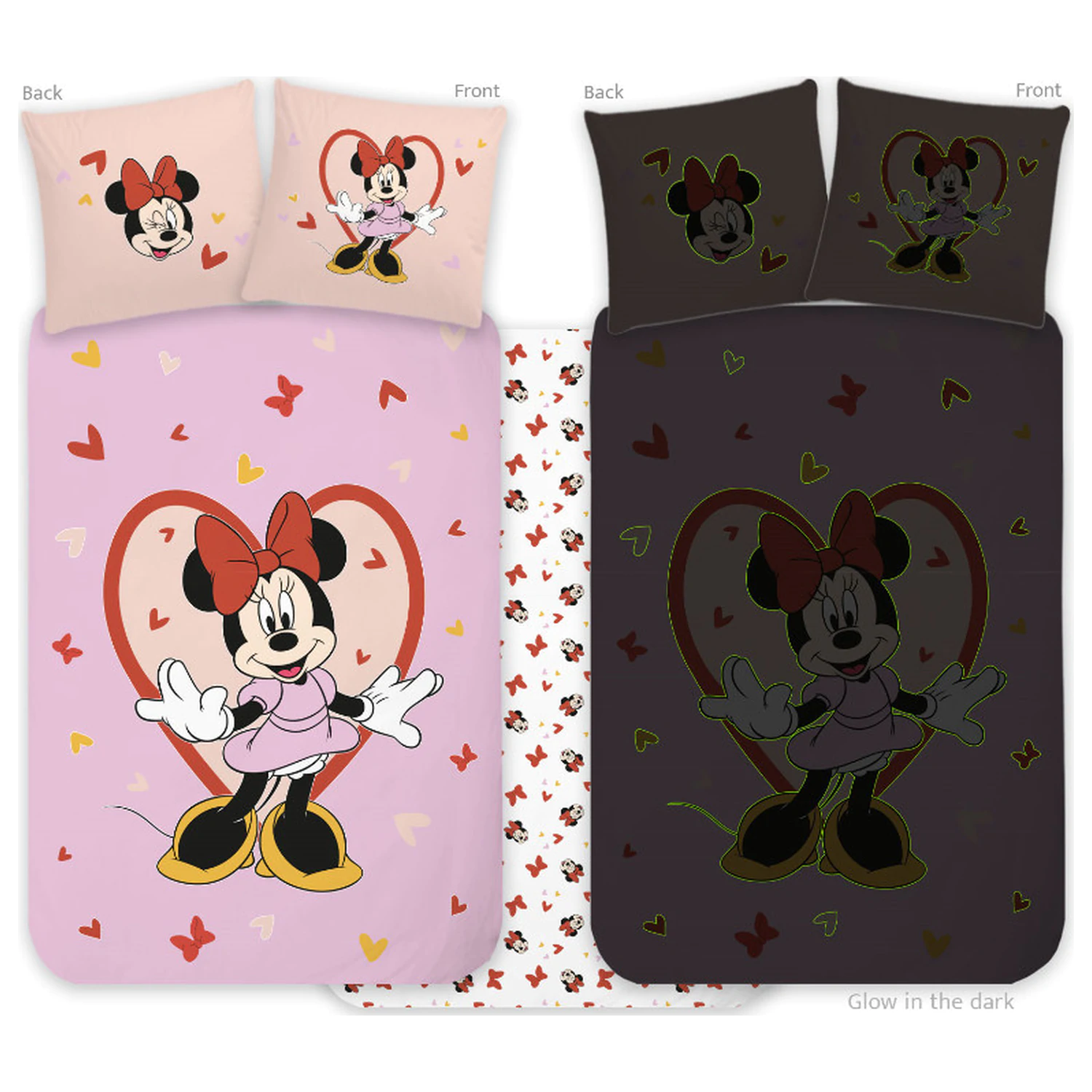 Disney Minnie Srdce Svítící ve tmě Dětský Kojenecký povlak na peřinu fotografii produktu